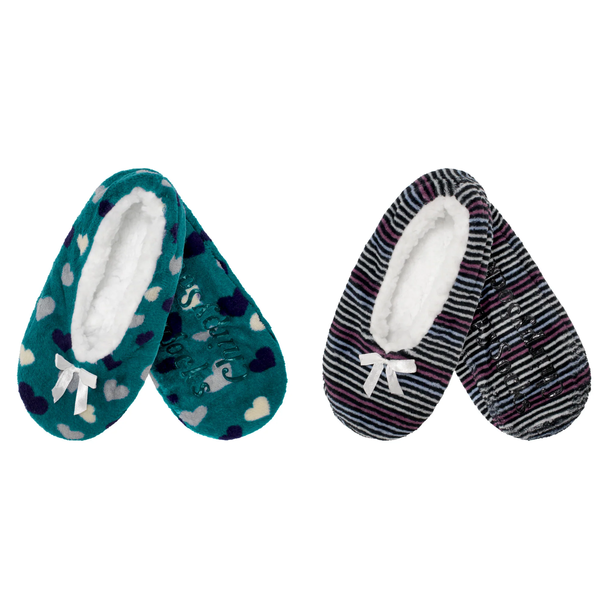 Women's Hearts Stripes Non-Slip Lined Slippers Assortments - Image 23