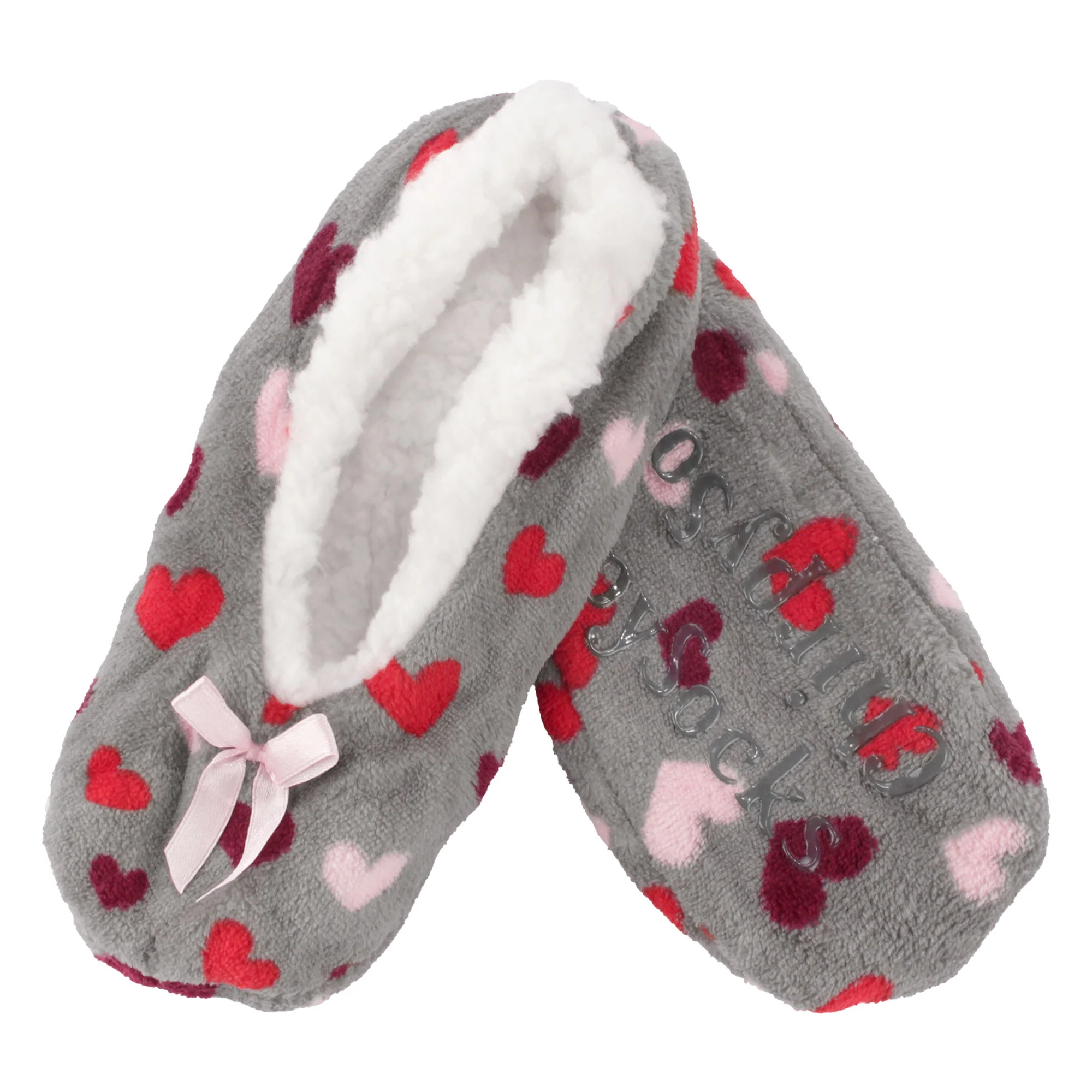 Women's Hearts Stripes Slippers Non-Slip Lined Socks: 1 & 2 Pairs - Image 10