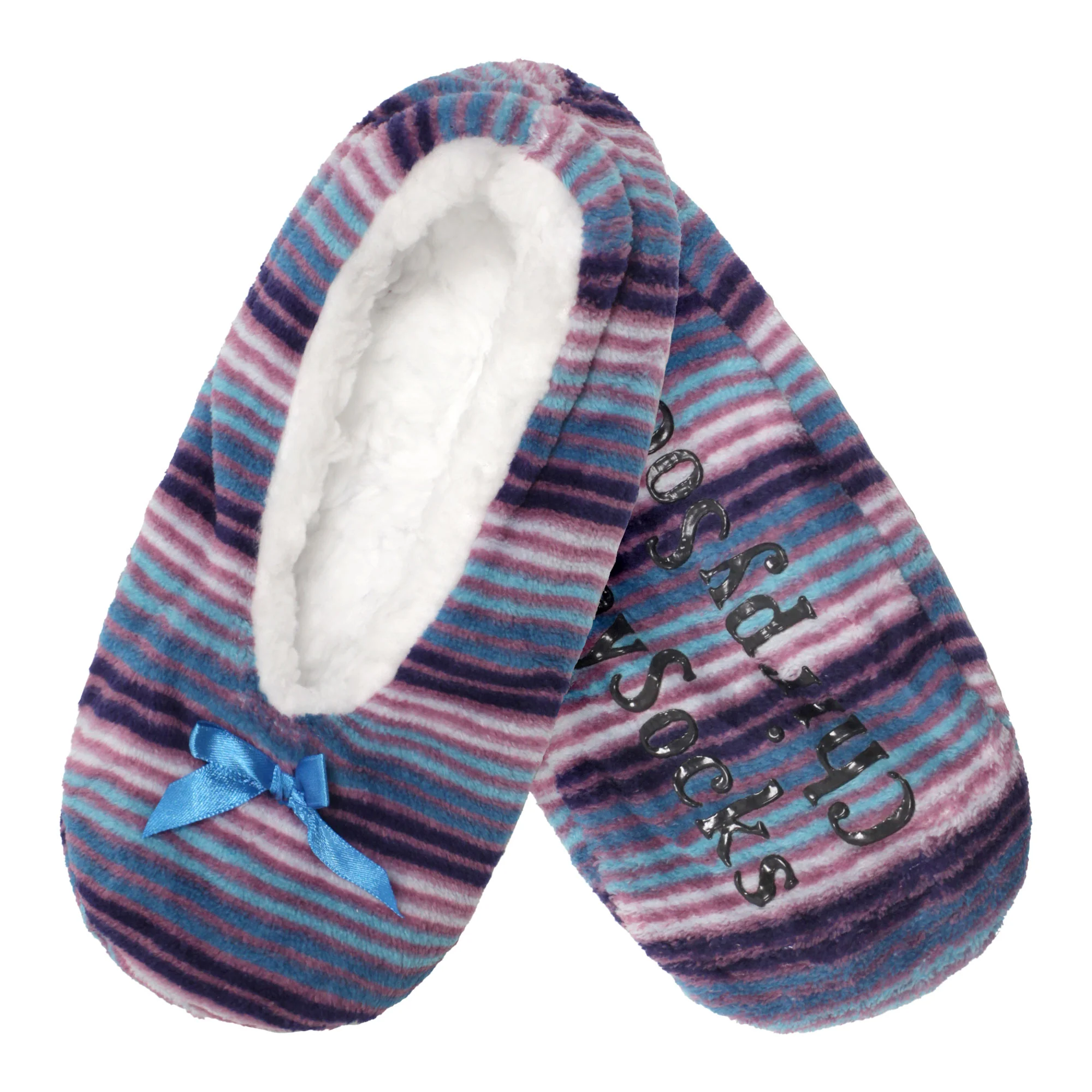 Women's Hearts Stripes Slippers Non-Slip Lined Socks: 1 & 2 Pairs - Image 15