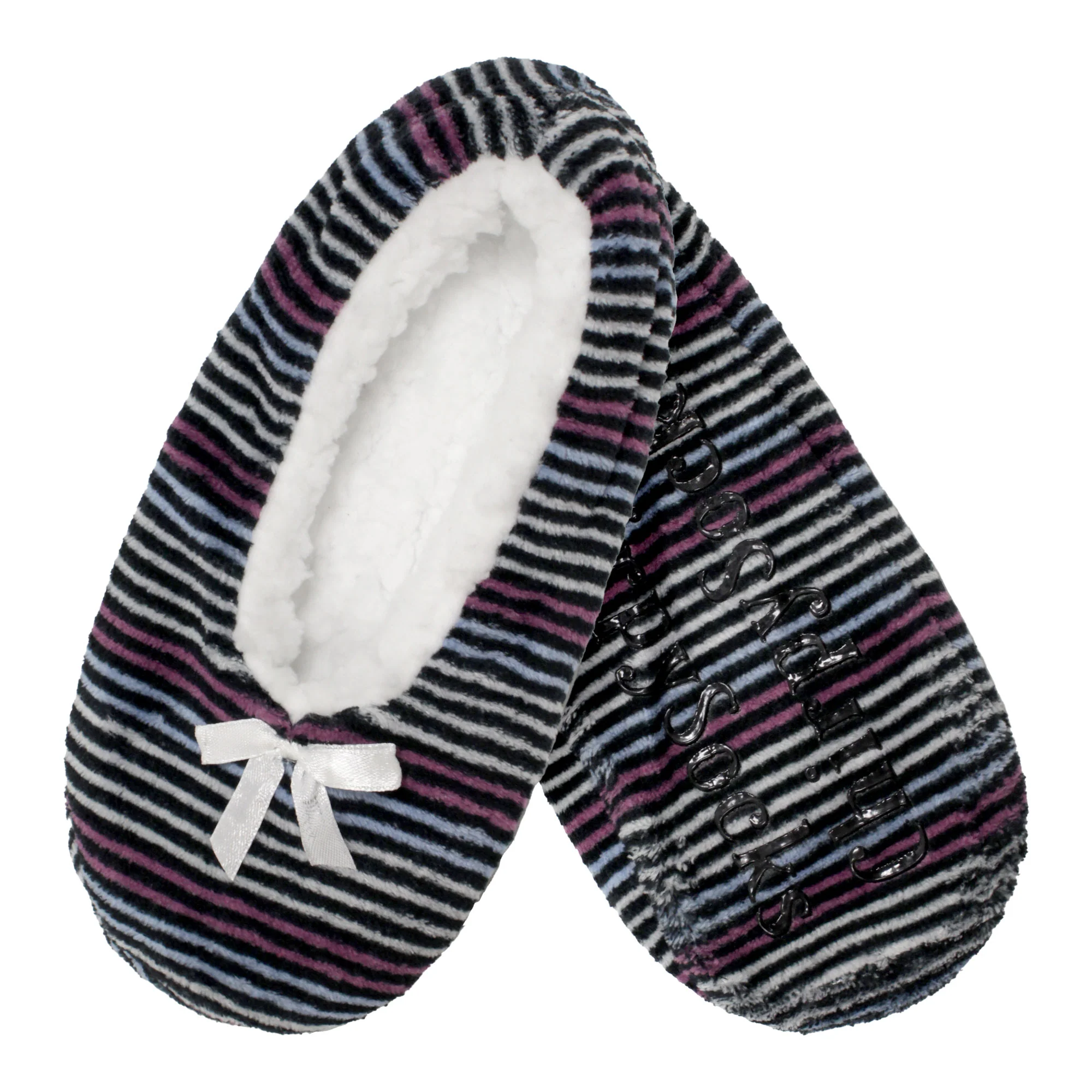 Women's Hearts Stripes Slippers Non-Slip Lined Socks: 1 & 2 Pairs - Image 16