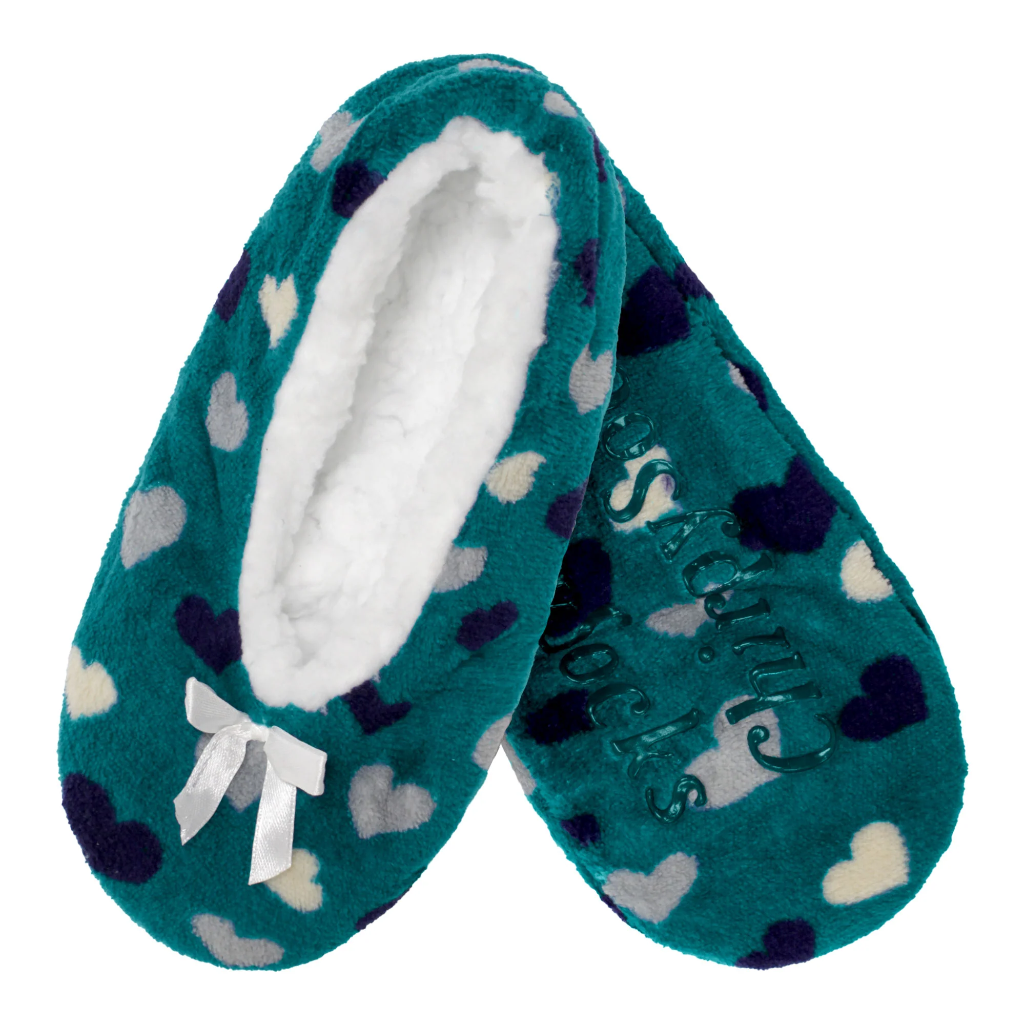 Women's Hearts Stripes Slippers Non-Slip Lined Socks: 1 & 2 Pairs - Image 9