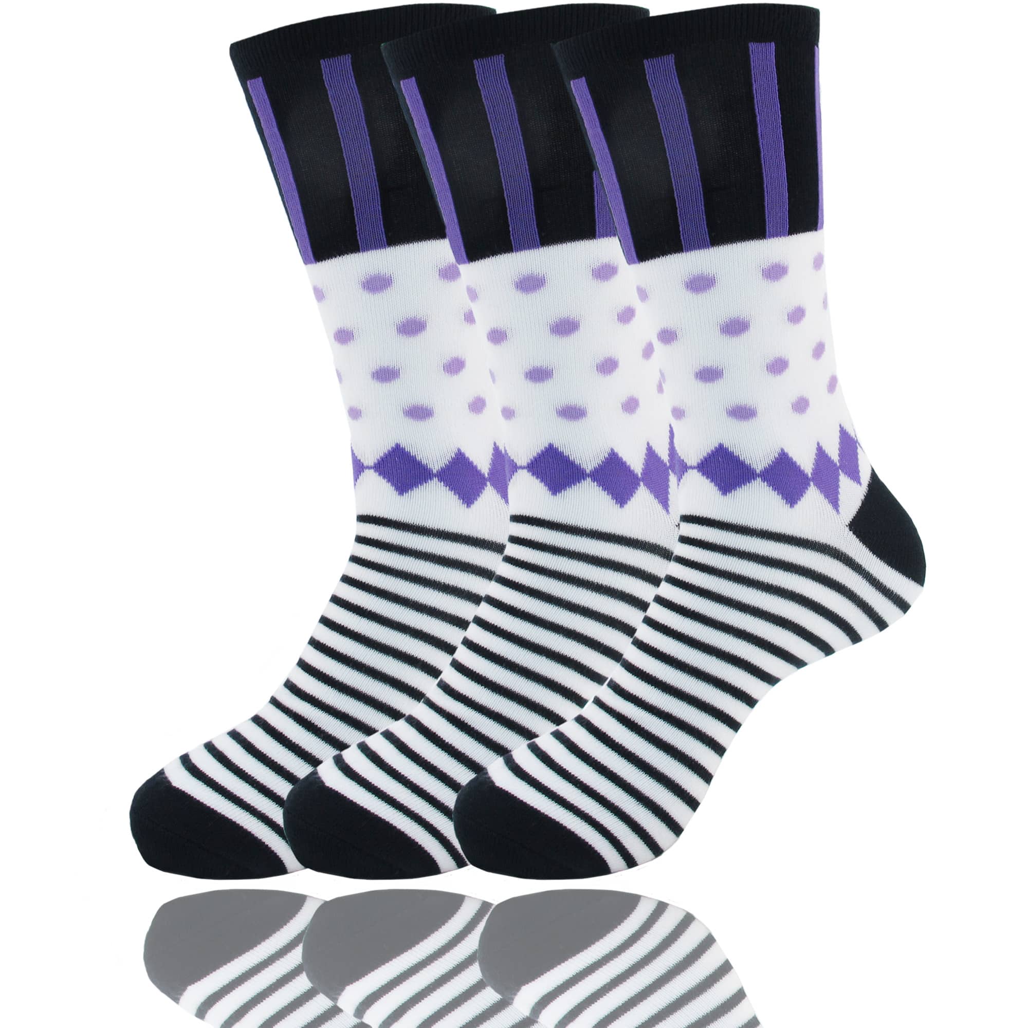 Women's Bamboo Colorful Polka Dot Stripe Socks: 3 Pair - Image 14
