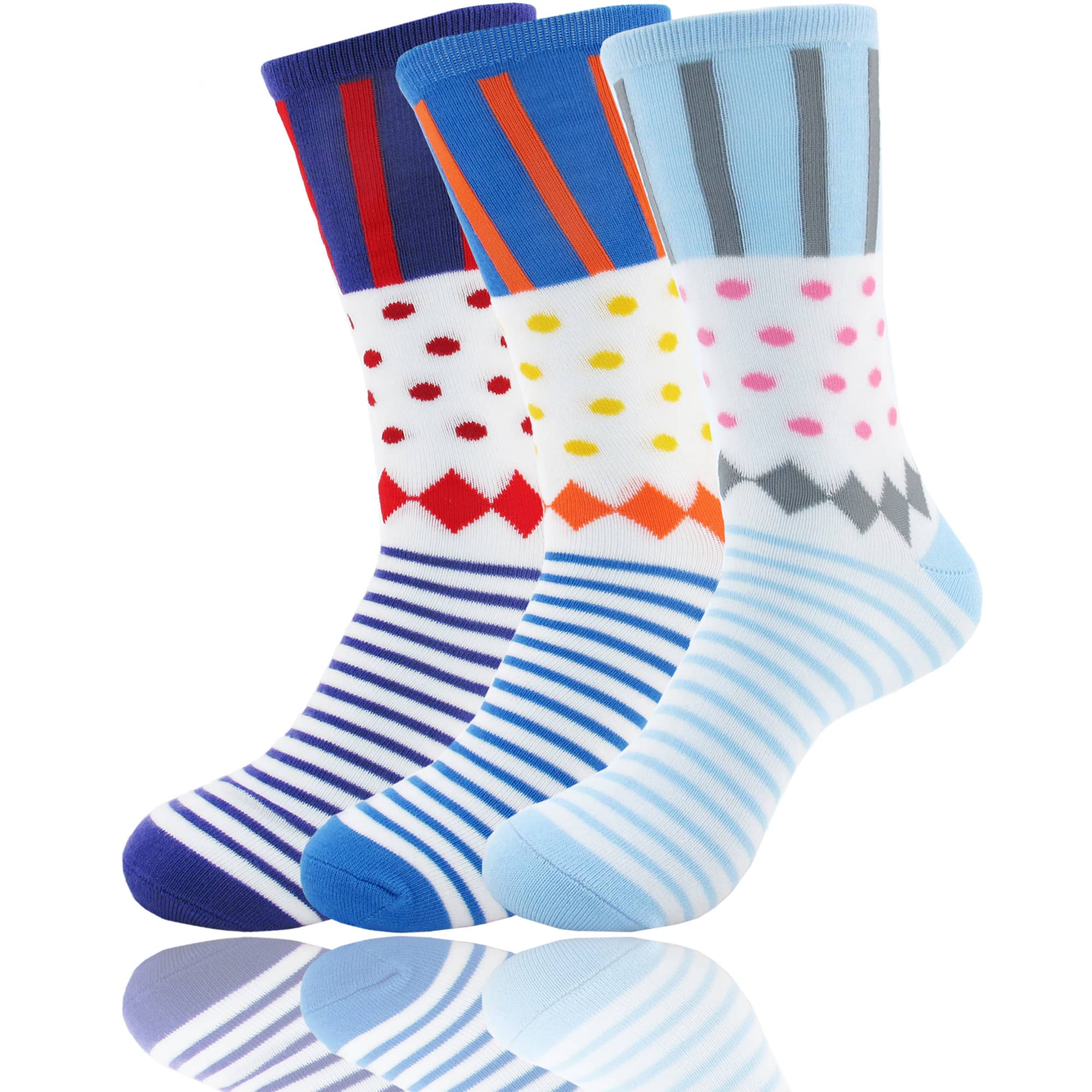 Women's Bamboo Colorful Polka Dot Stripe Socks: 3 Pair - Image 15