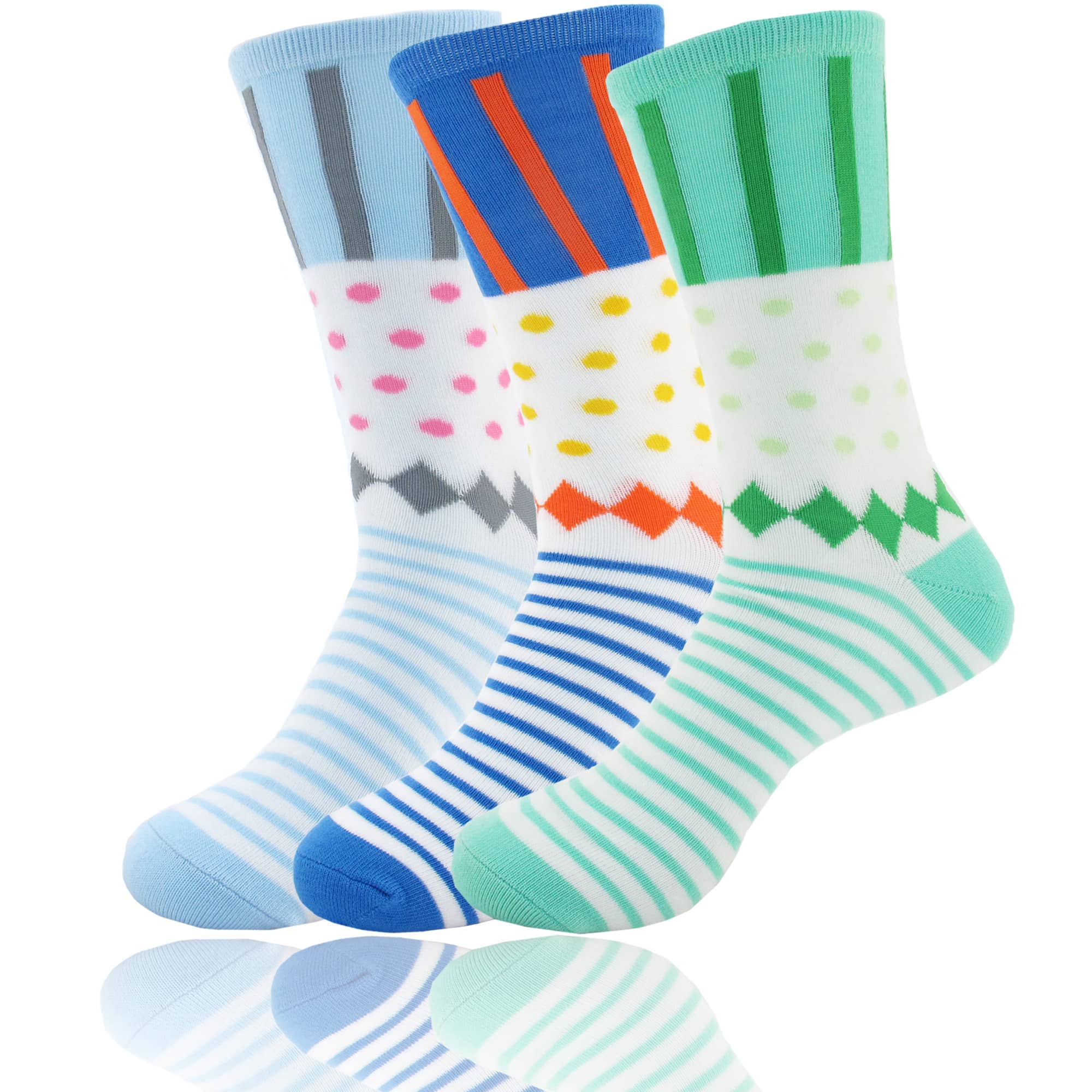Women's Bamboo Colorful Polka Dot Stripe Socks: 3 Pair - Image 17