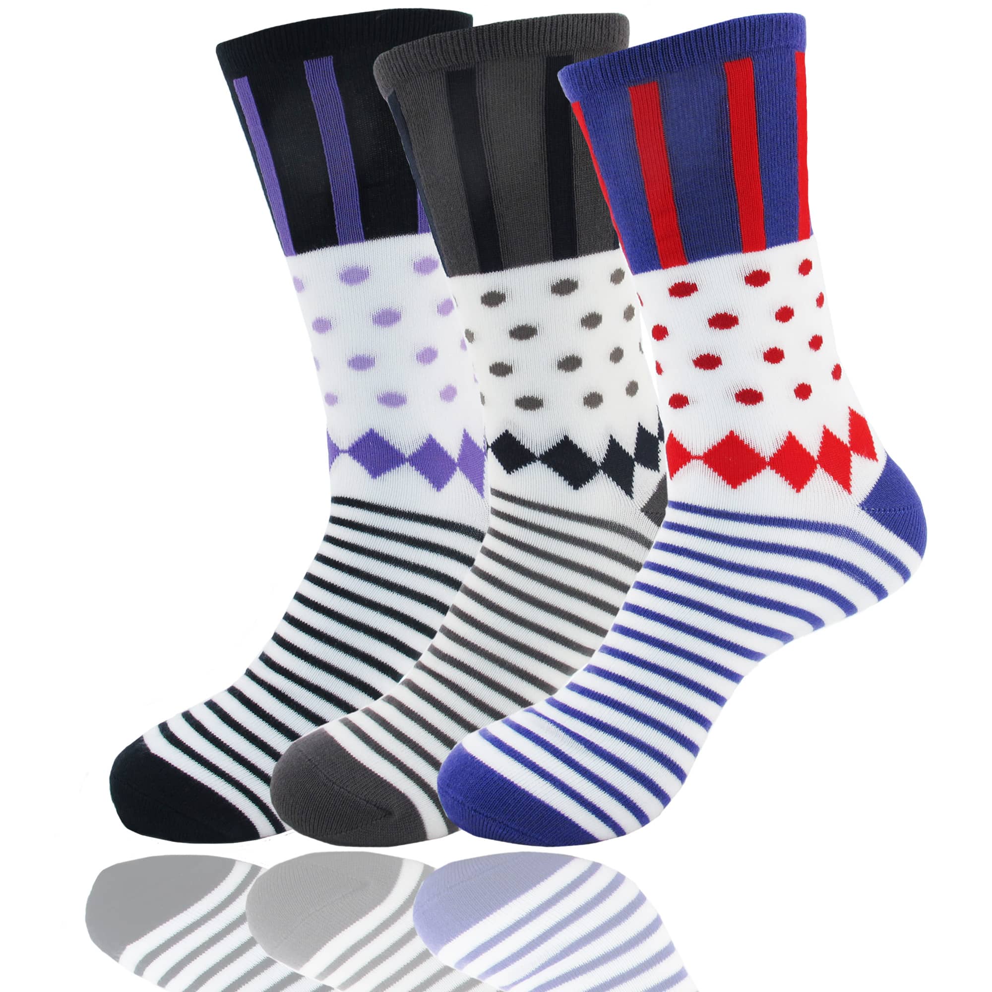 Women's Bamboo Colorful Polka Dot Stripe Socks: 3 Pair - Image 18