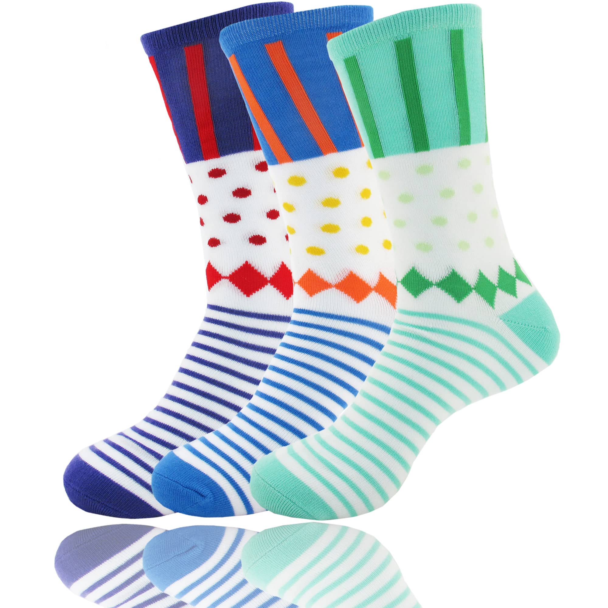 Women's Bamboo Colorful Polka Dot Stripe Socks: 3 Pair - Image 19