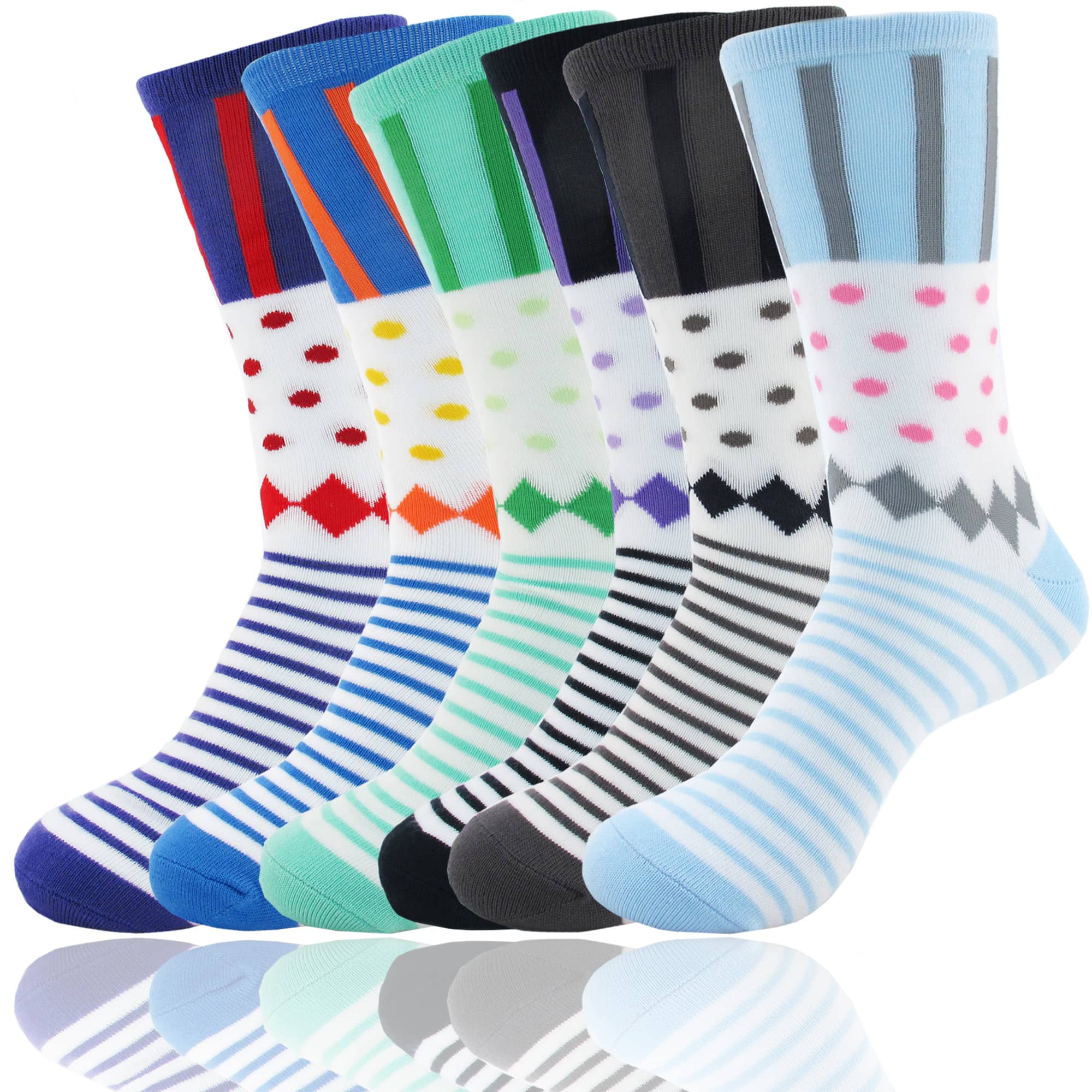Women's Bamboo Colorful Polka Dot Stripe Socks: 6 Pairs - Image 9