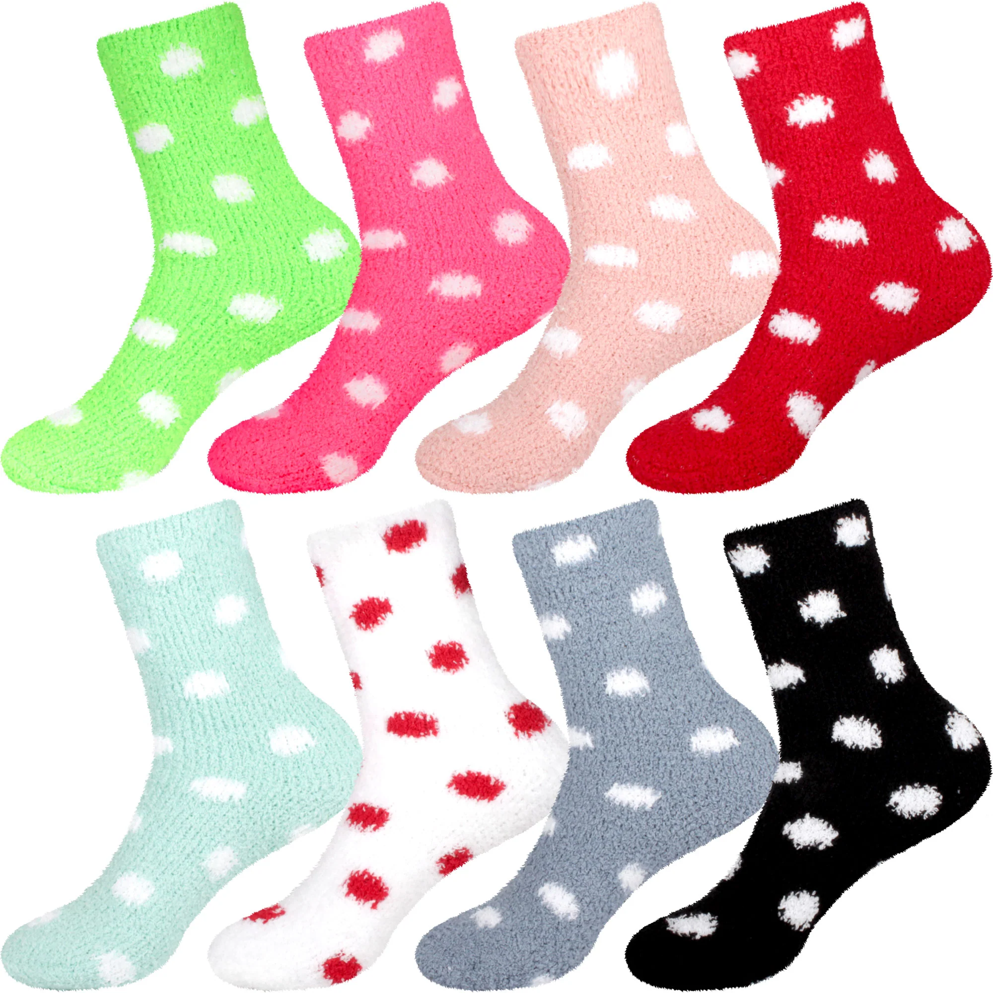 Women's Fuzzy Polka Dots Socks: 8 Pairs - Image 8