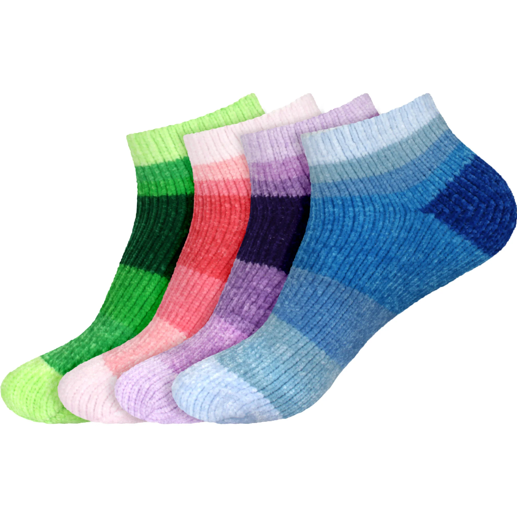 Women's Soft Chenille Furry Fuzzy Color Block Ankle Home Socks - Image 22
