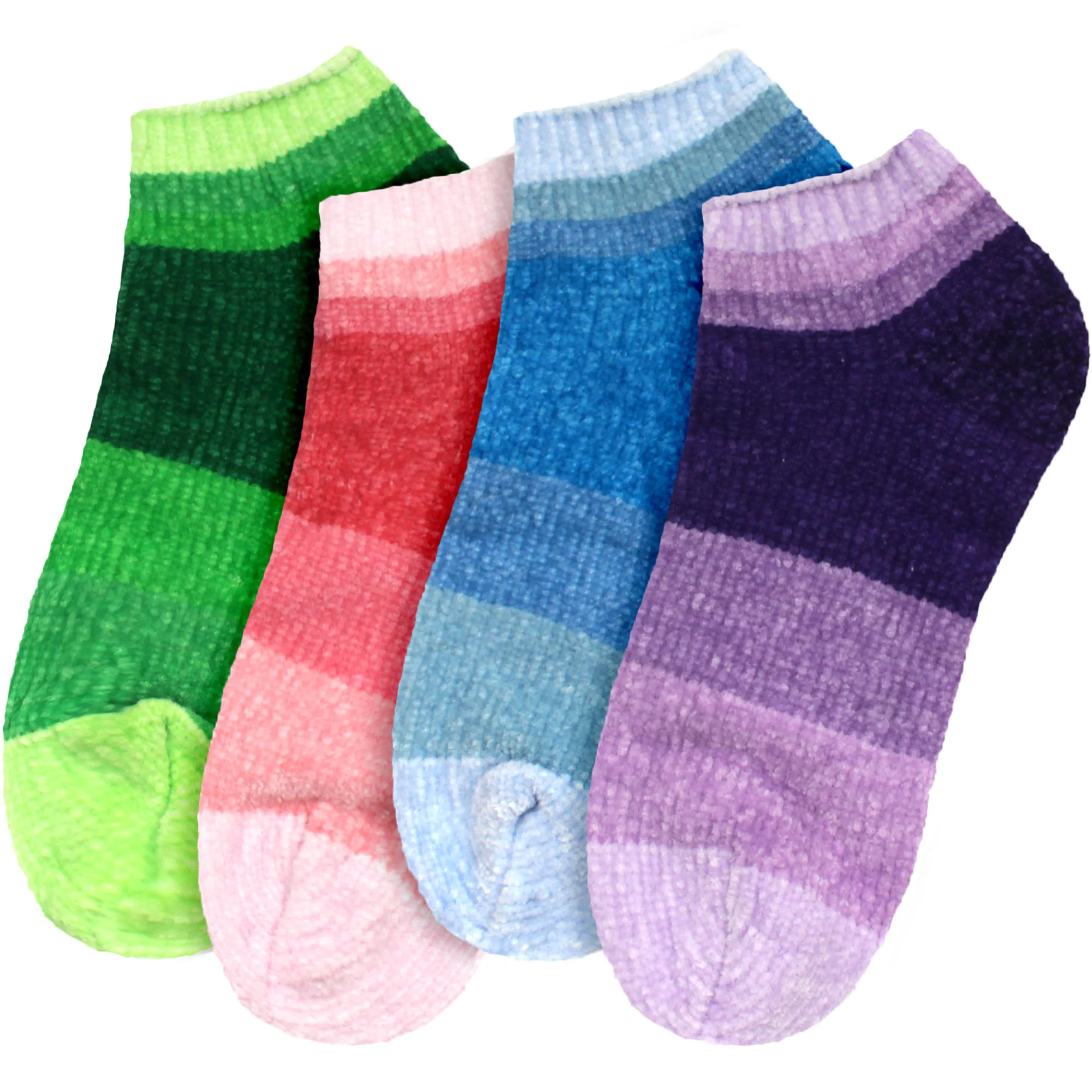 Women's Soft Chenille Furry Fuzzy Color Block Ankle Home Socks - Image 23