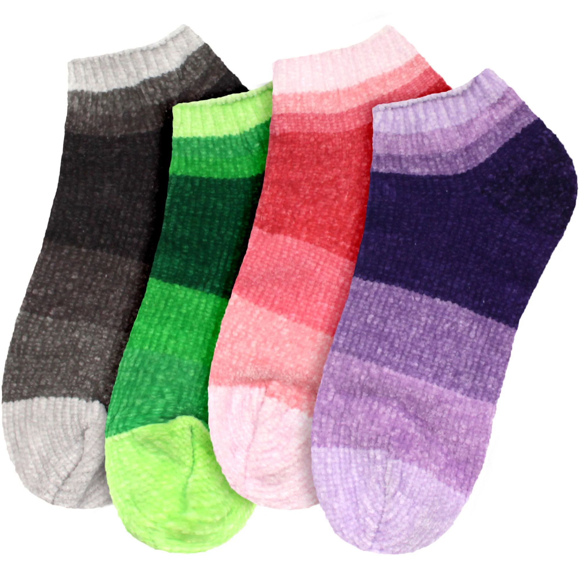Women's Soft Chenille Furry Fuzzy Color Block Ankle Home Socks - Image 24
