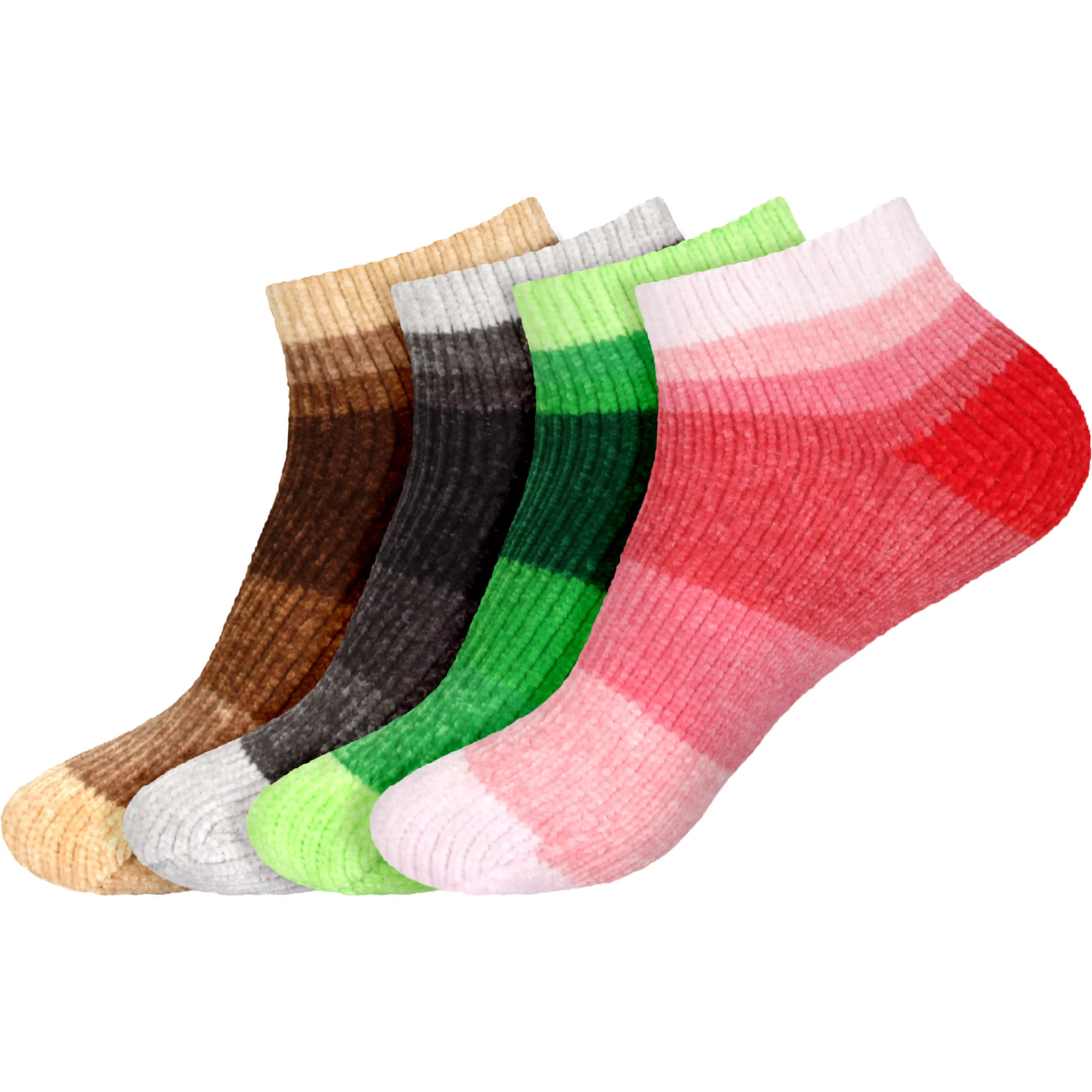 Women's Soft Chenille Furry Fuzzy Color Block Ankle Home Socks - Image 25