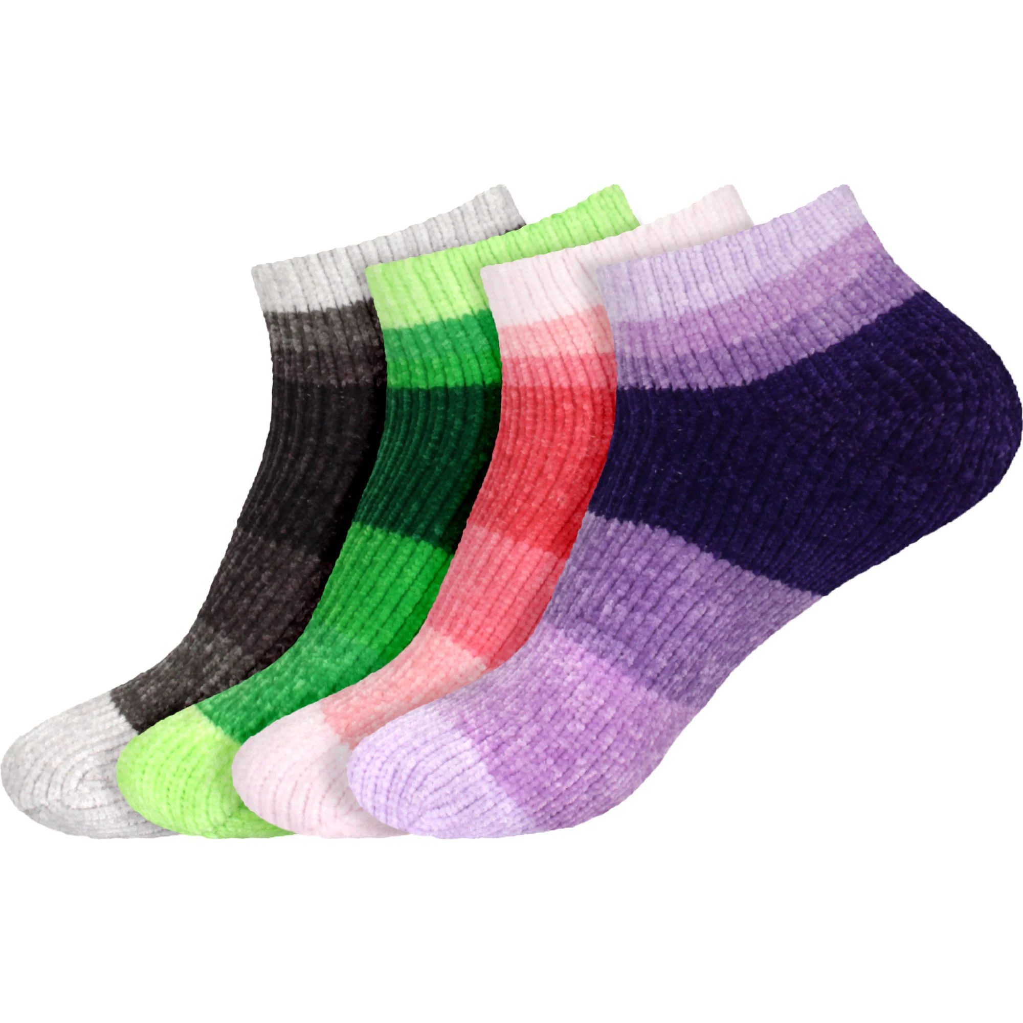 Women's Soft Chenille Furry Fuzzy Color Block Ankle Home Socks - Image 26
