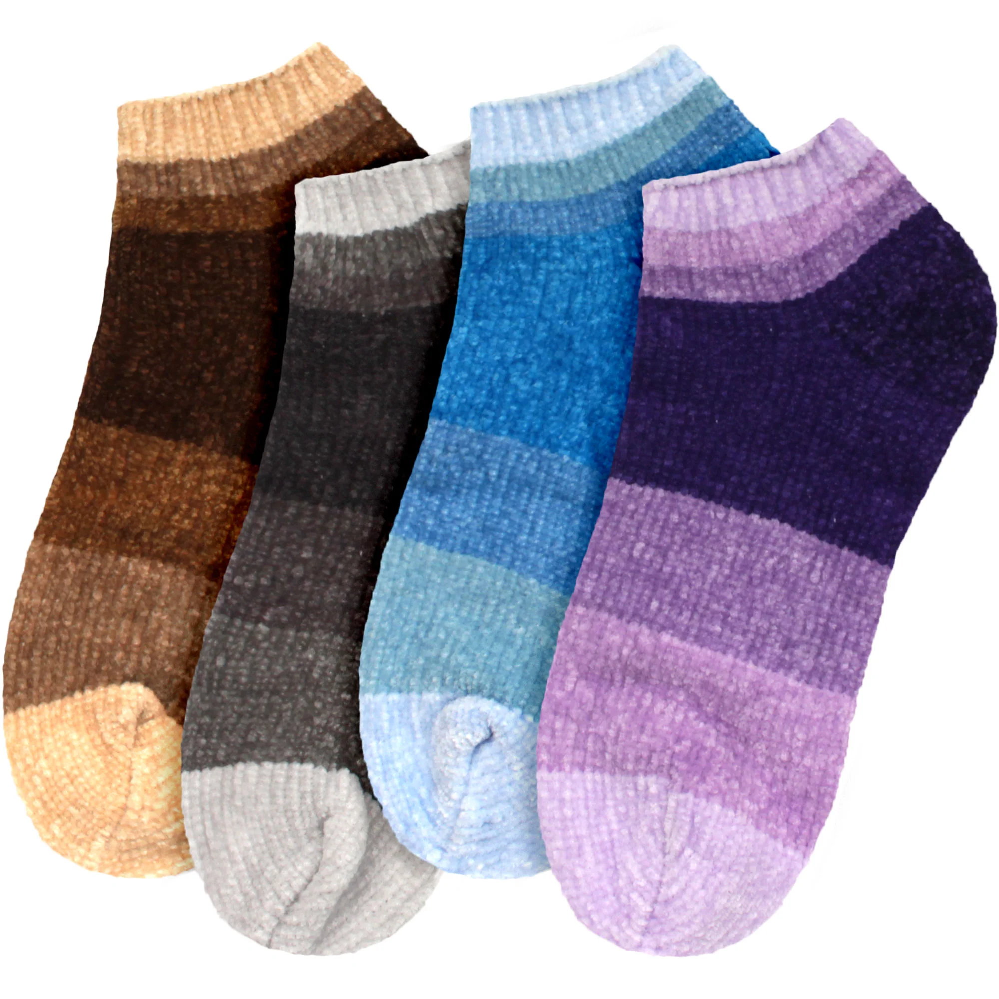 Women's Soft Chenille Furry Fuzzy Color Block Ankle Home Socks - Image 28