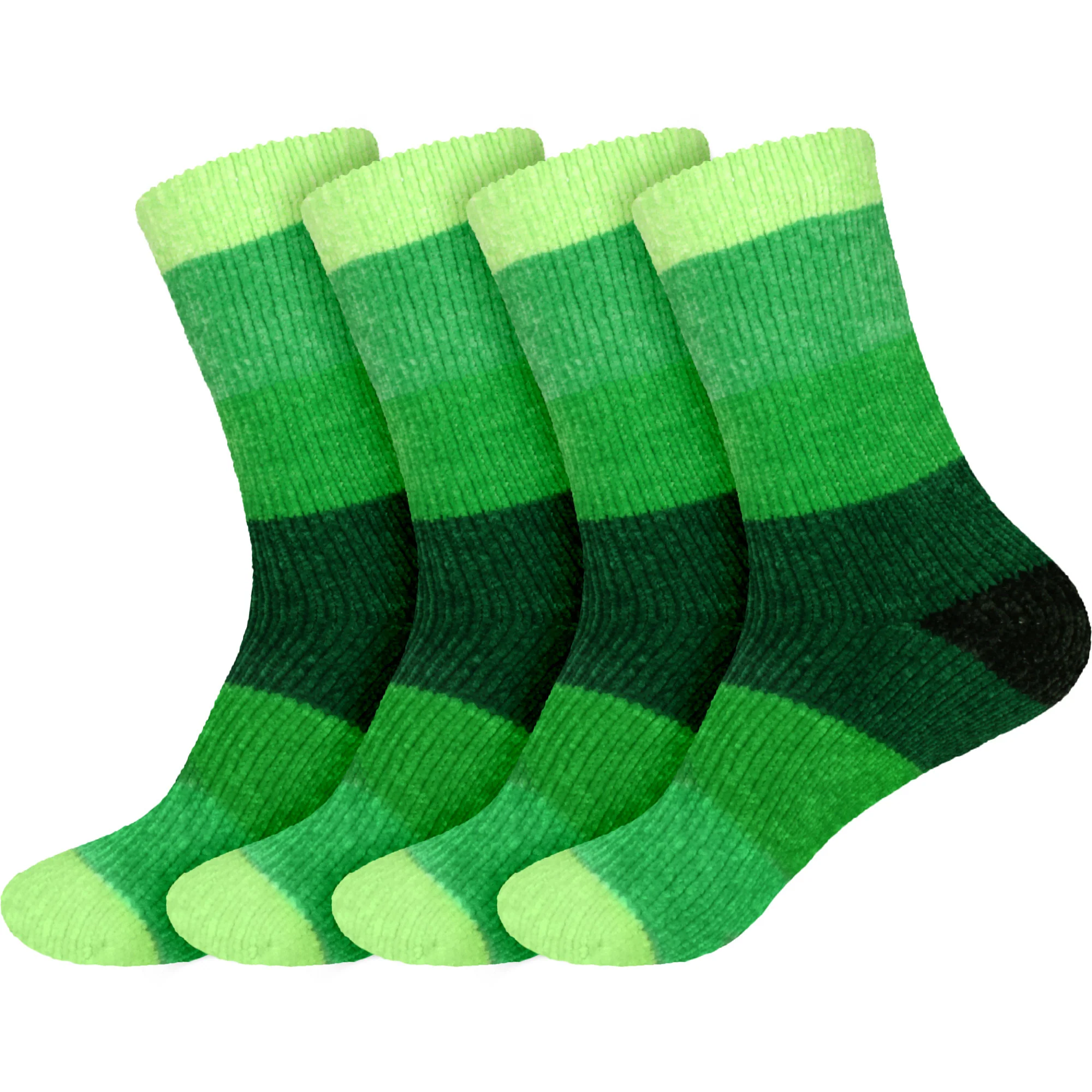 Women's Soft Chenille Furry Fuzzy Color Block Crew Home Socks - Image 13