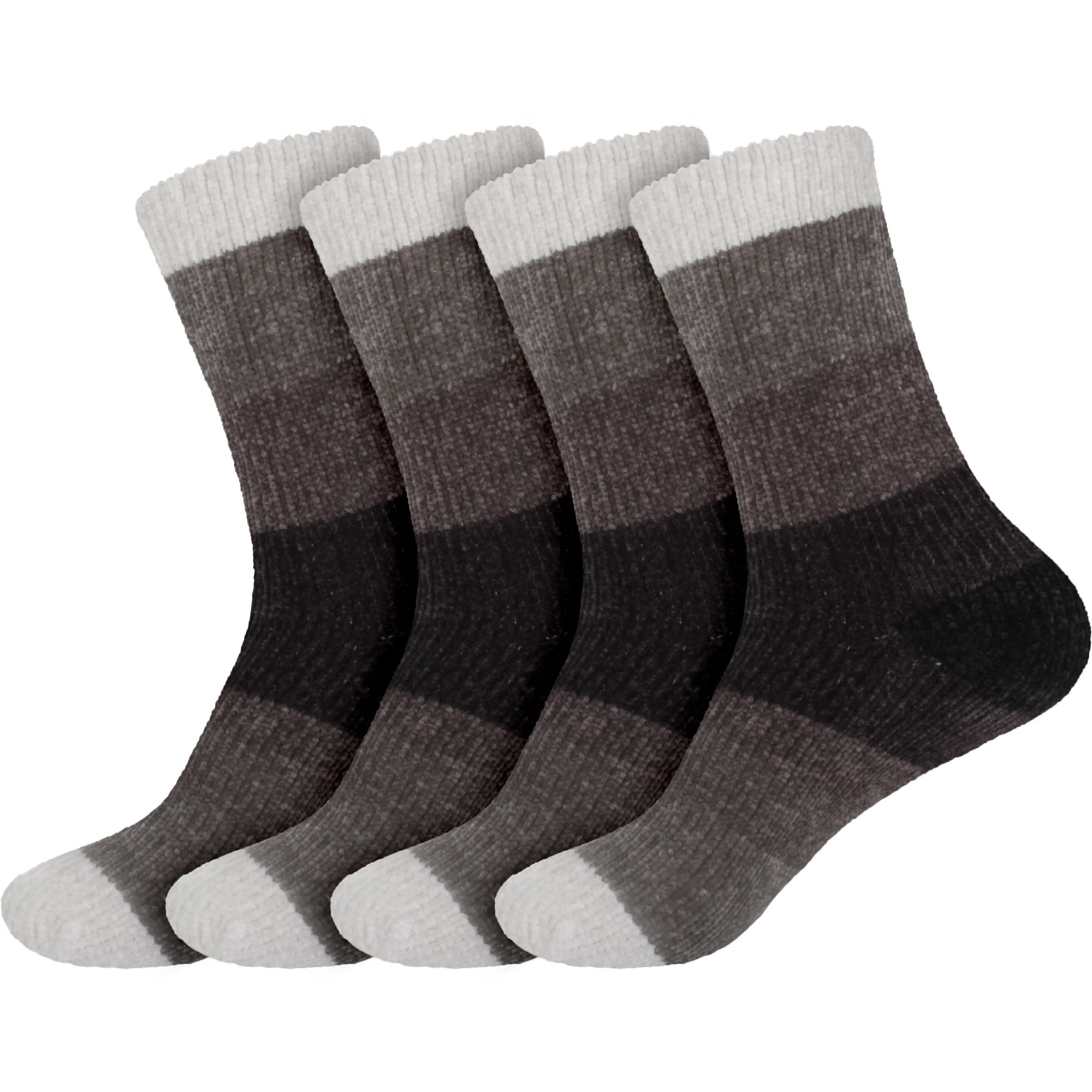 Women's Soft Chenille Furry Fuzzy Color Block Crew Home Socks - Image 16
