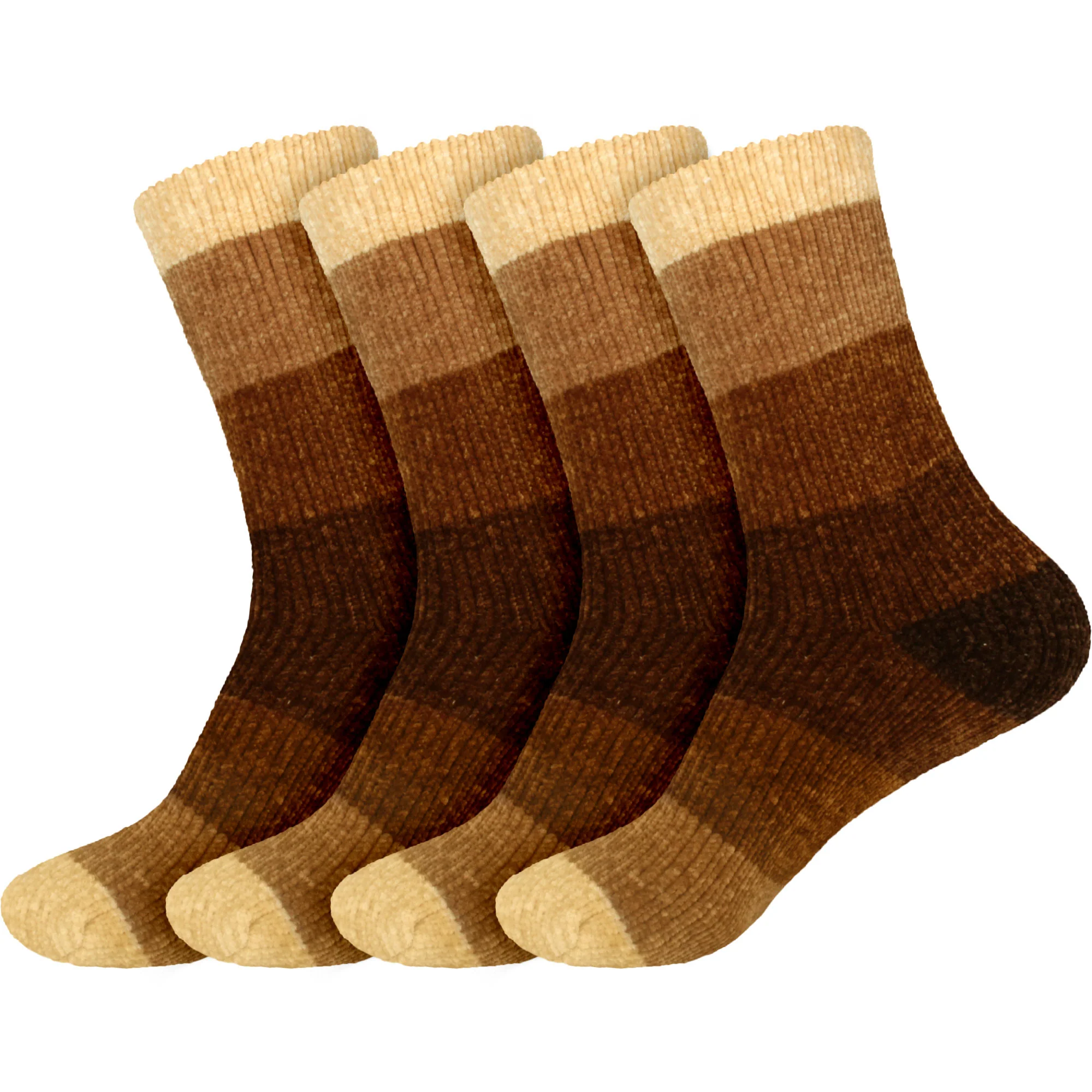 Women's Soft Chenille Furry Fuzzy Color Block Crew Home Socks - Image 19