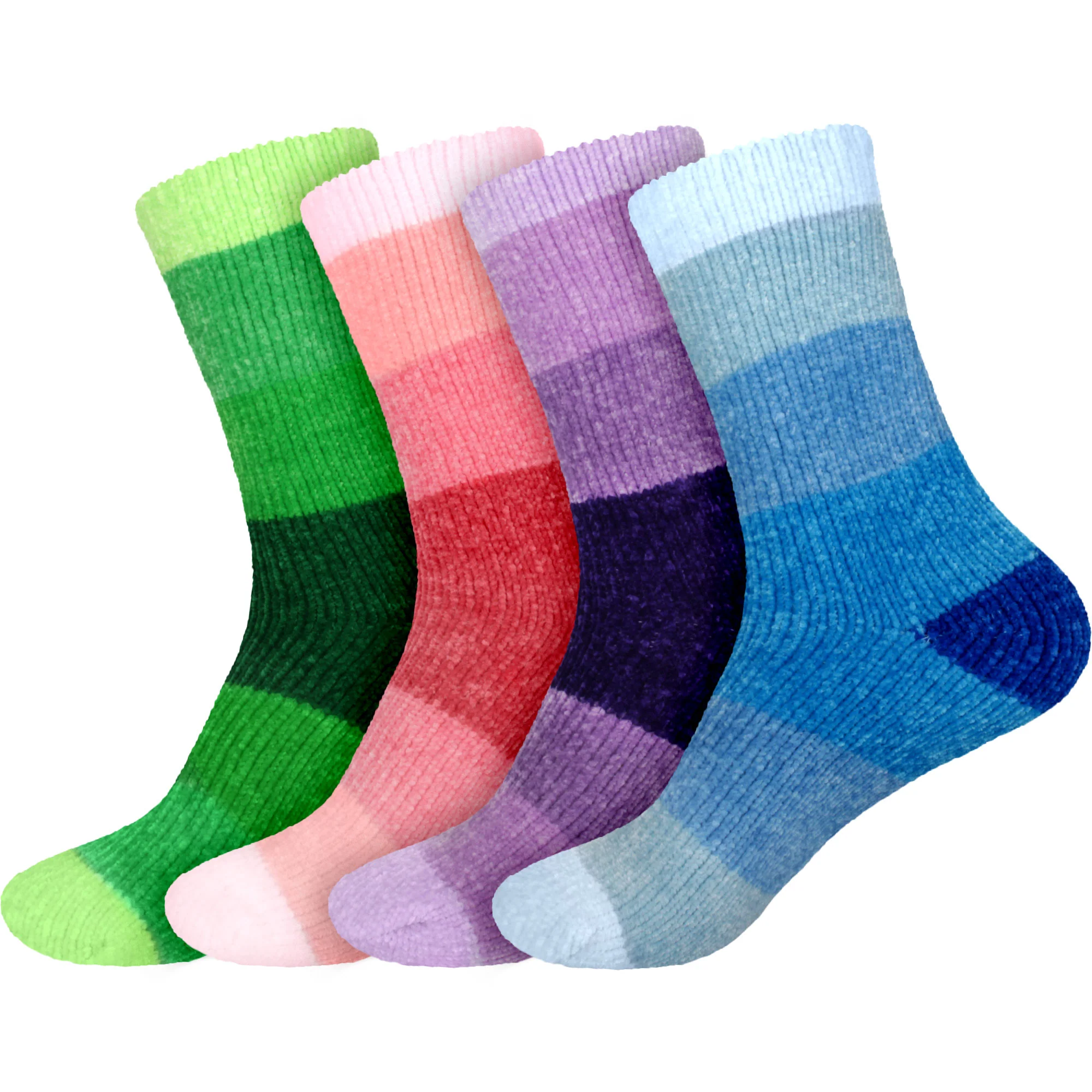 Women's Soft Chenille Furry Fuzzy Color Block Crew Home Socks - Image 22