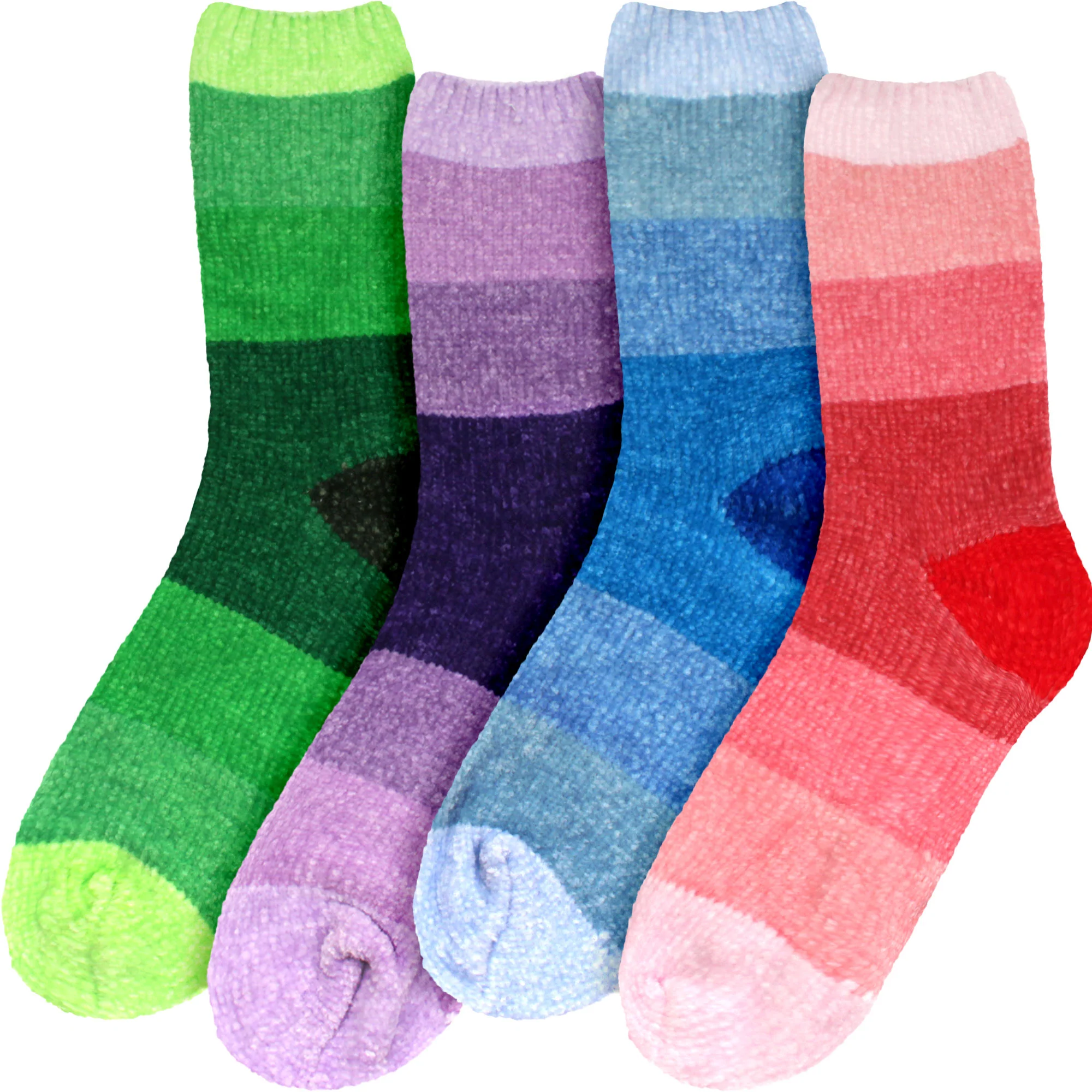 Women's Soft Chenille Furry Fuzzy Color Block Crew Home Socks - Image 23
