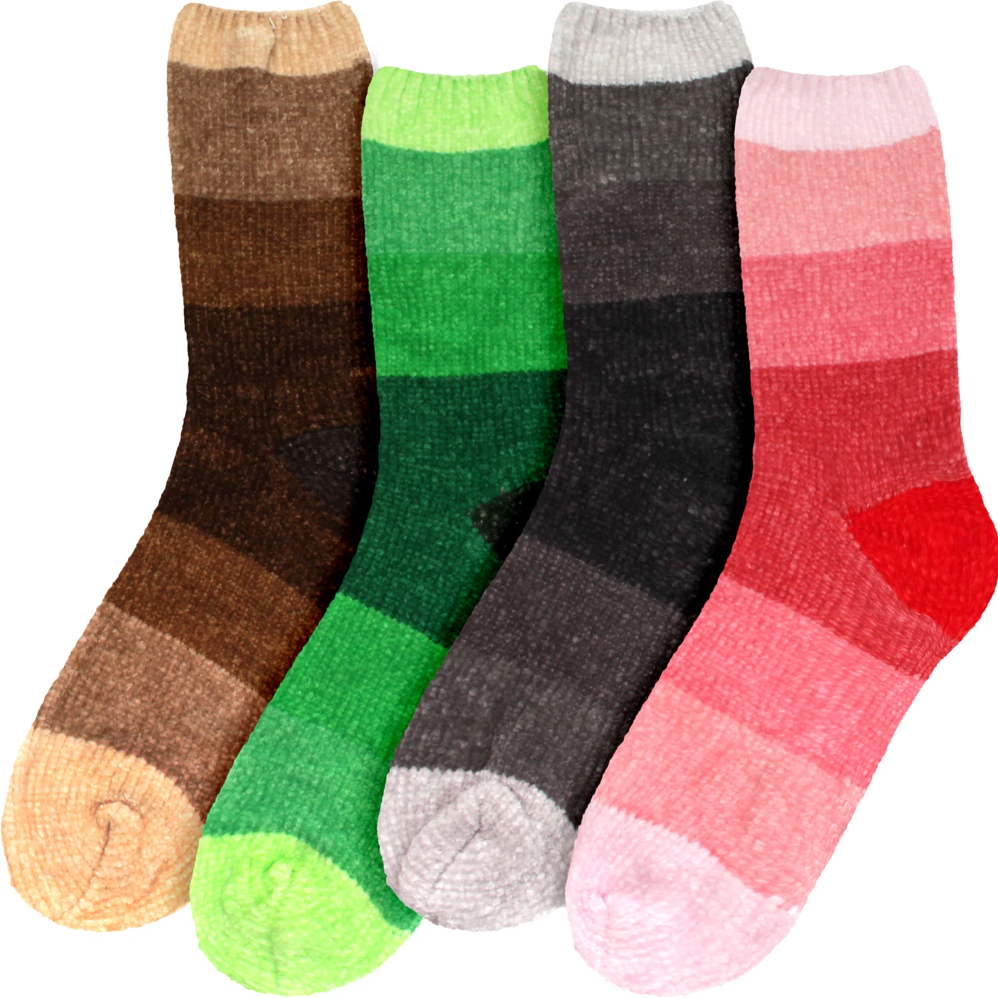 Women's Soft Chenille Furry Fuzzy Color Block Crew Home Socks - Image 25