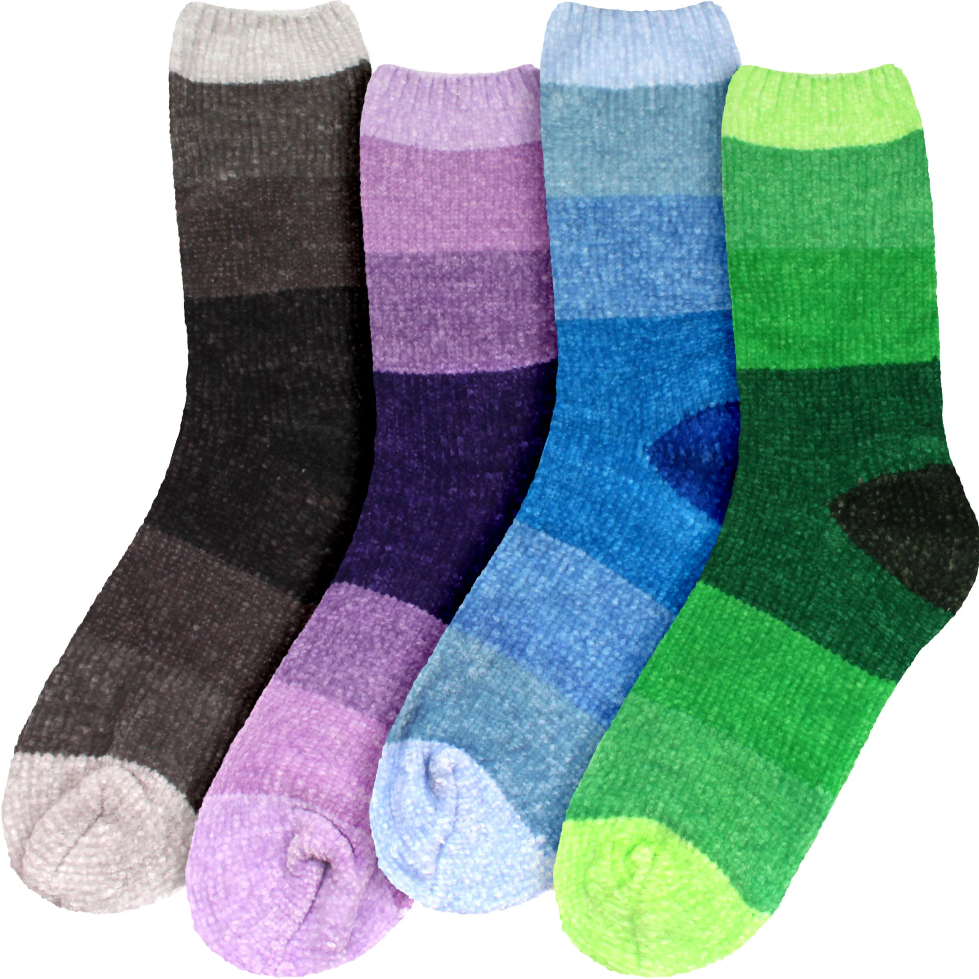 Women's Soft Chenille Furry Fuzzy Color Block Crew Home Socks - Image 27
