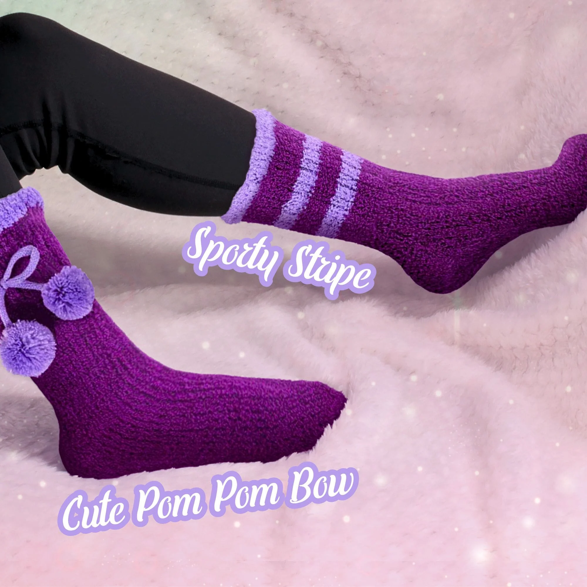 Women's Fuzzy Chenille Non-Slip Crew Socks Assortments: 4 & 8 Pairs - Image 2