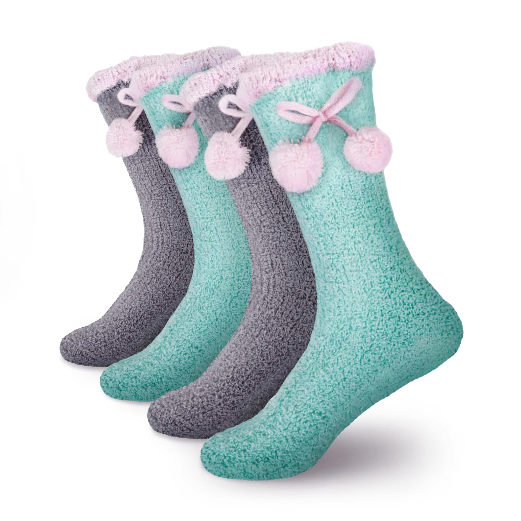 Women's Fuzzy Chenille Non-Slip Crew Socks Assortments: 4 & 8 Pairs - Image 5