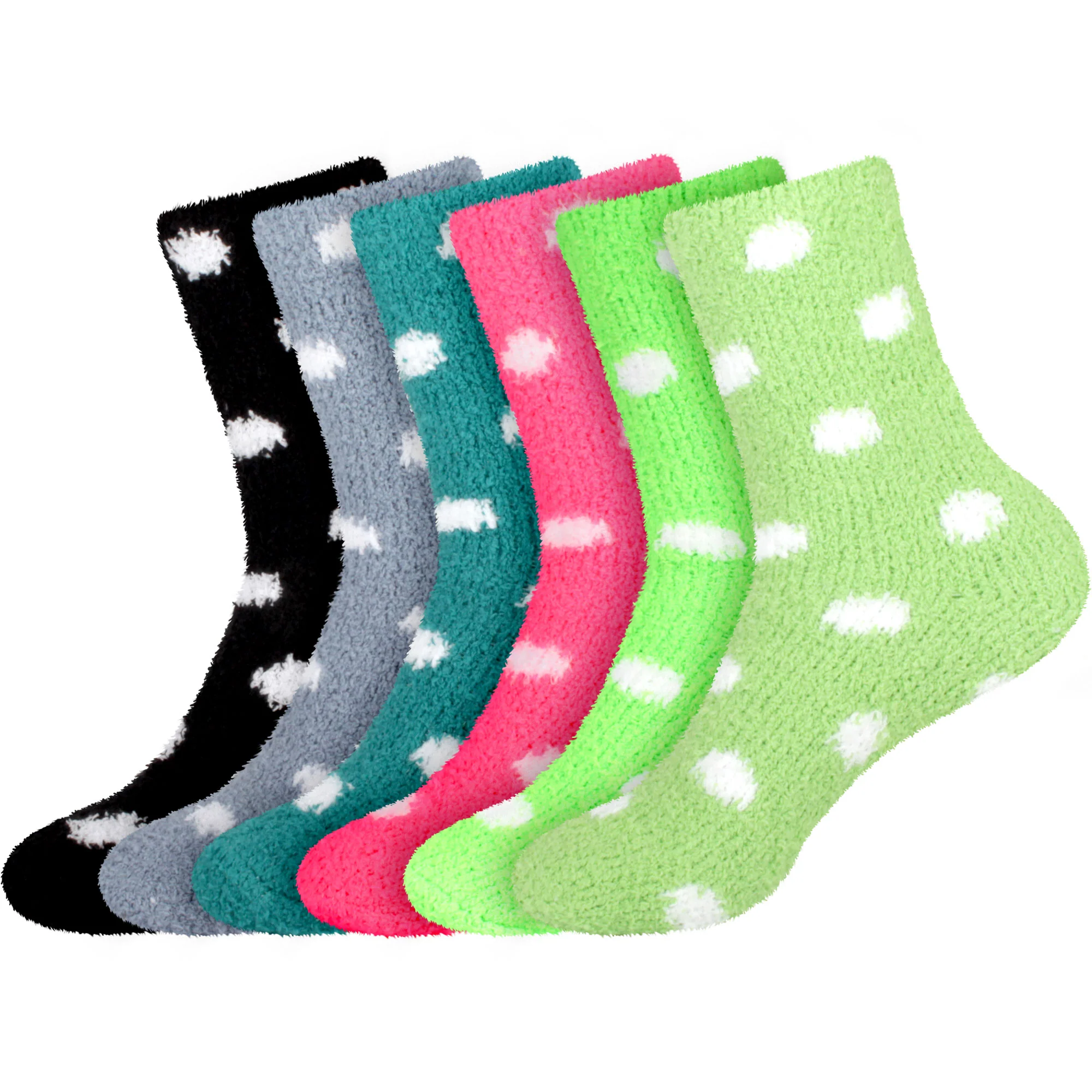 Women's Fuzzy Polka Dots Socks: 6 Pairs - Image 7