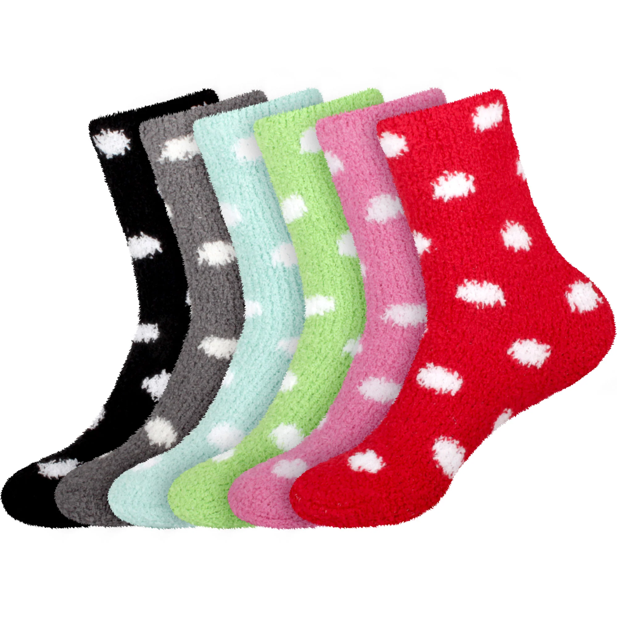 Women's Fuzzy Polka Dots Socks: 6 Pairs - Image 8