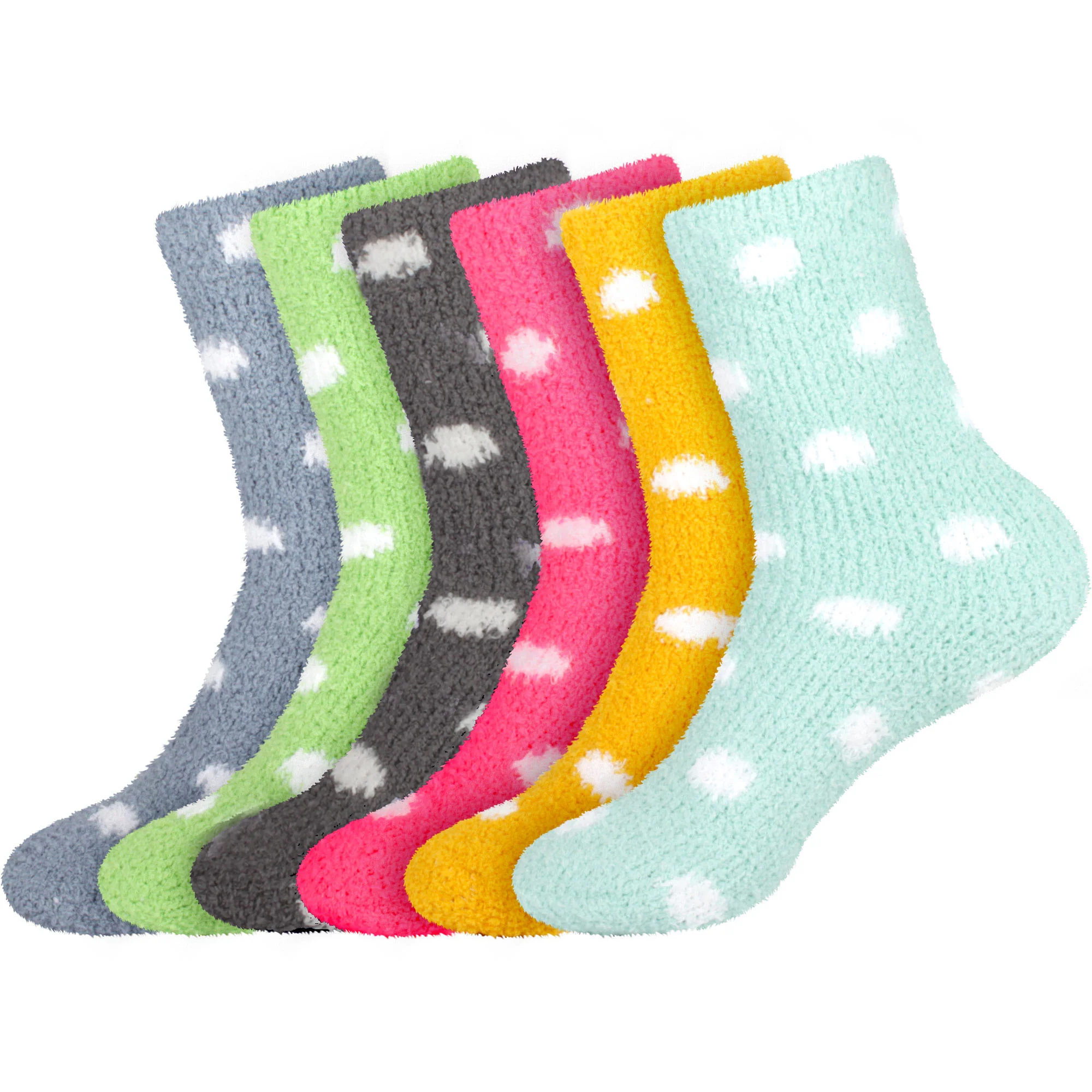 Women's Fuzzy Polka Dots Socks: 6 Pairs - Image 9