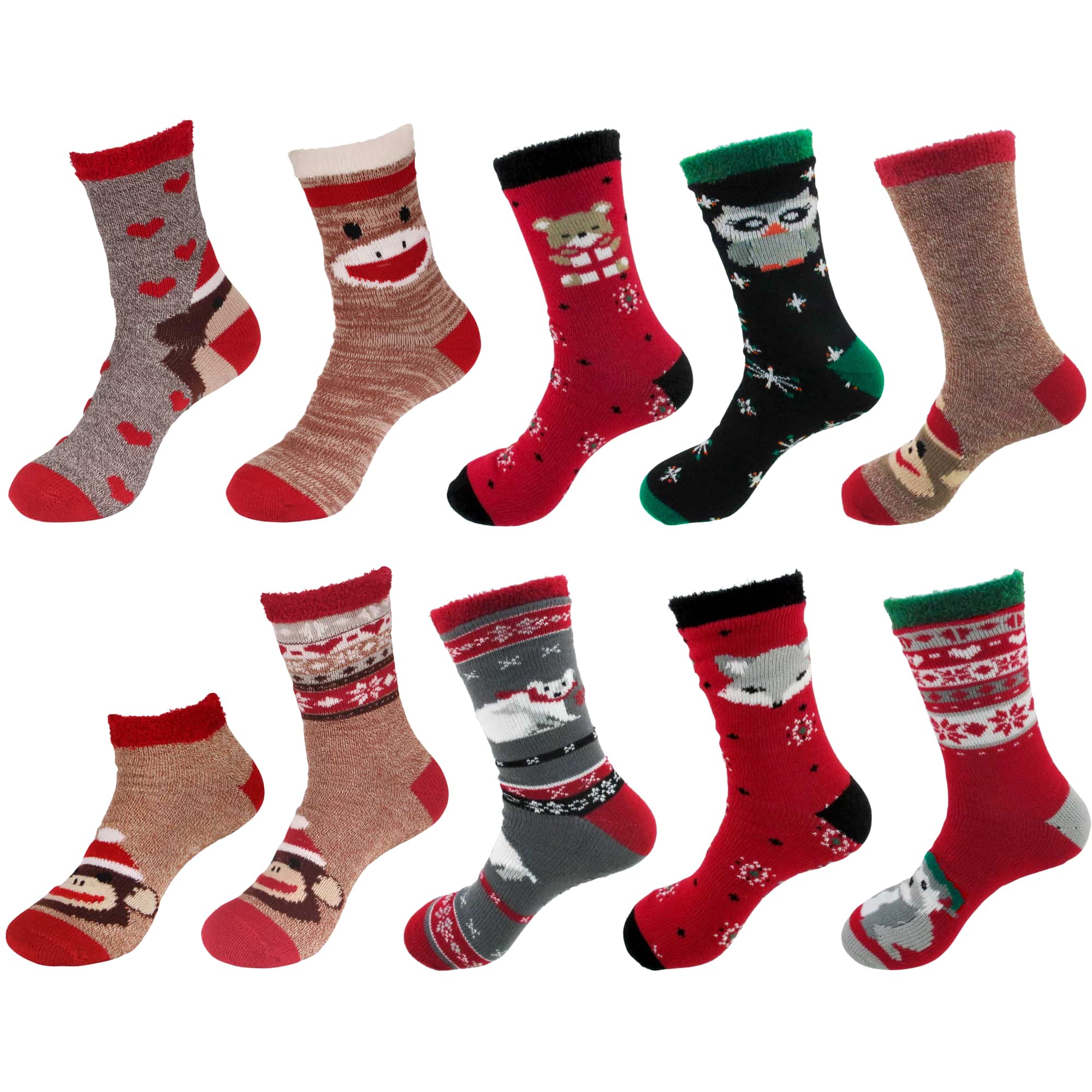 Women's Double Layer Christmas Animal Socks