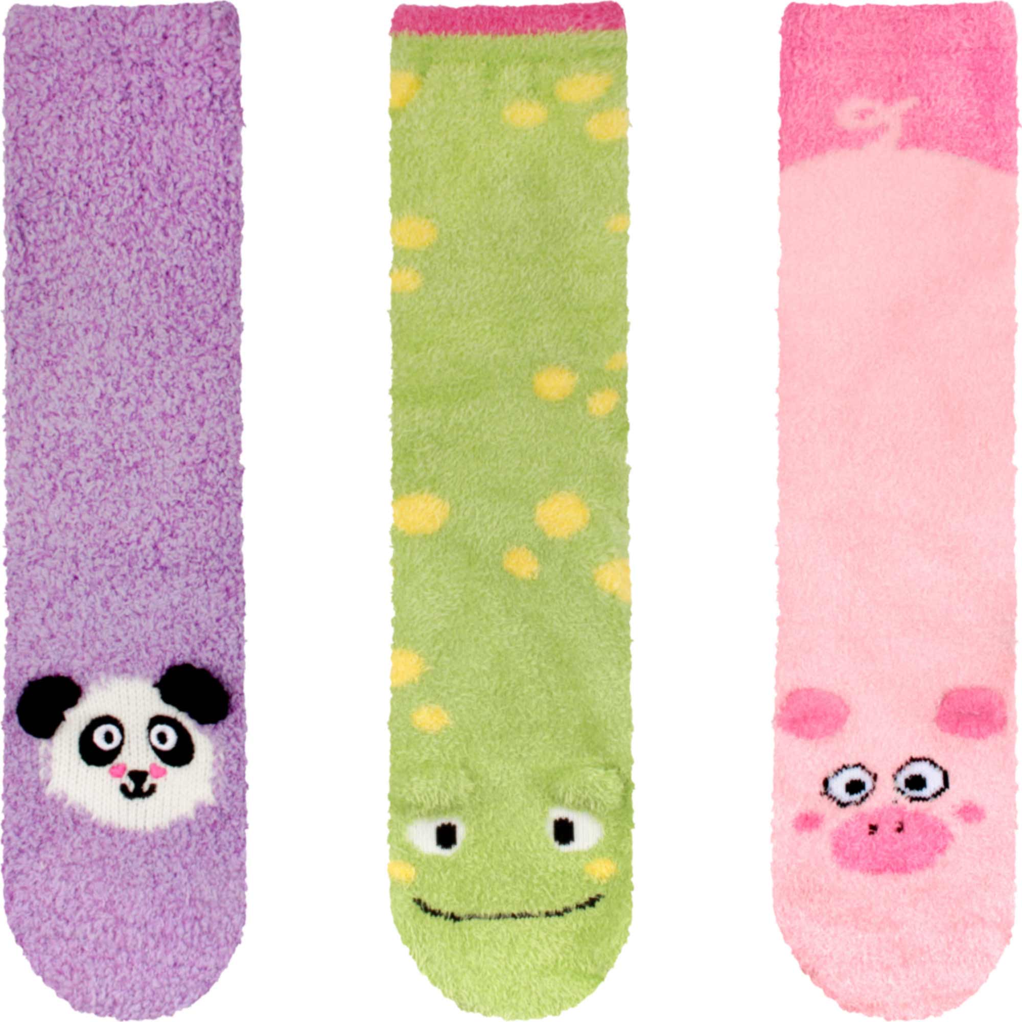 Fuzzy Cozy Microfiber Animal Socks Assortments - 3 Pairs - Image 34