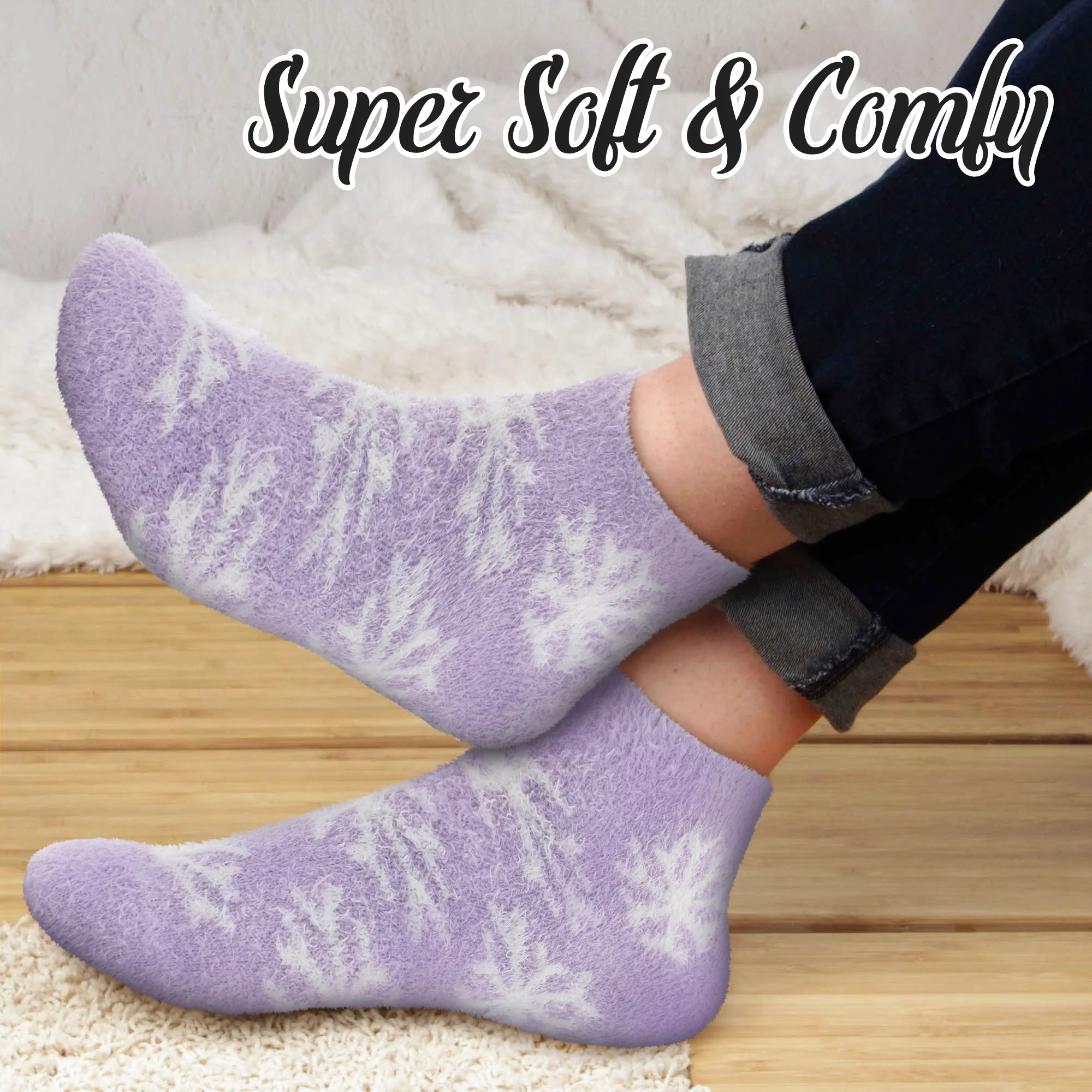 Women's Fuzzy Feather Yarn Ankle Socks - Image 2