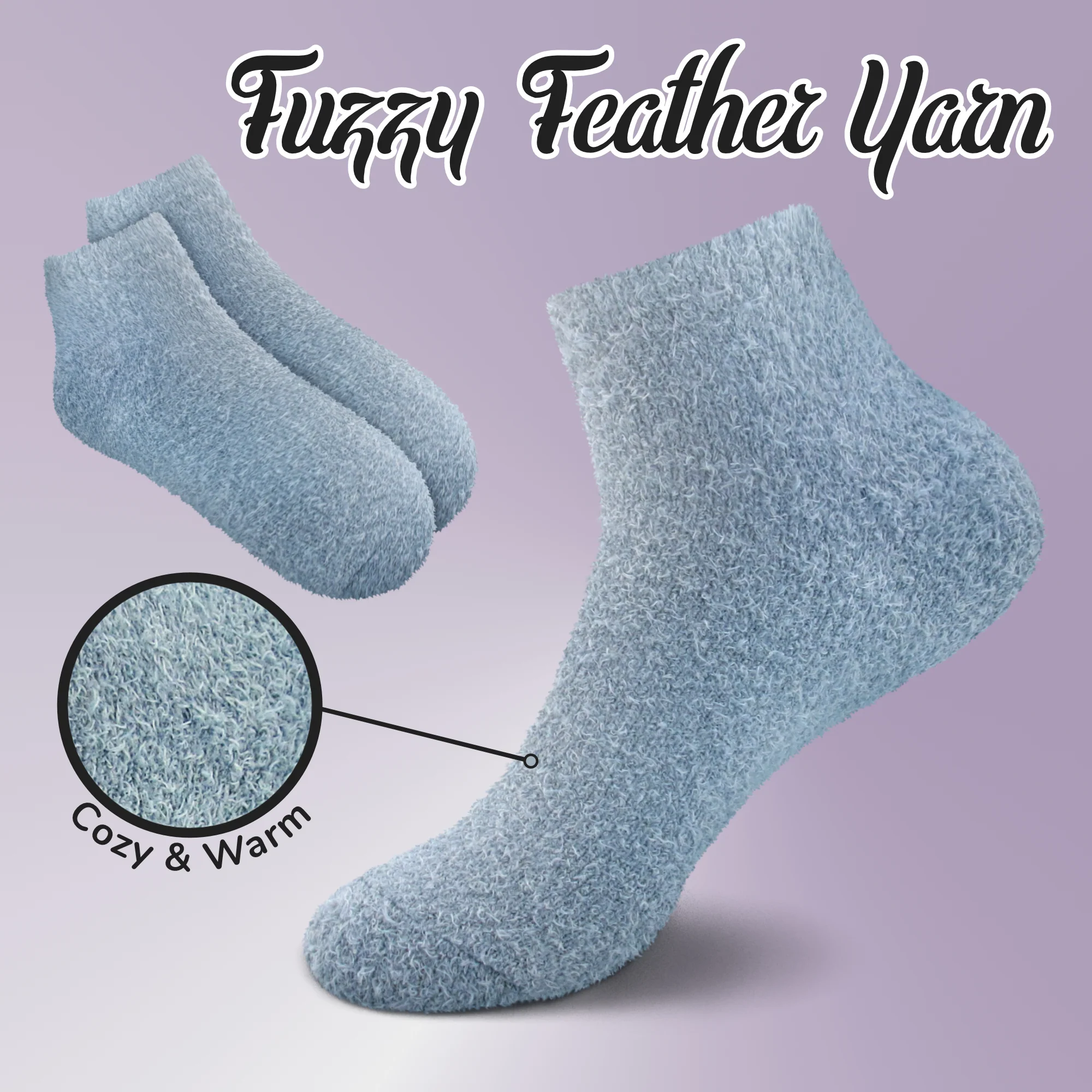 Women's Fuzzy Feather Yarn Ankle Socks - Image 4