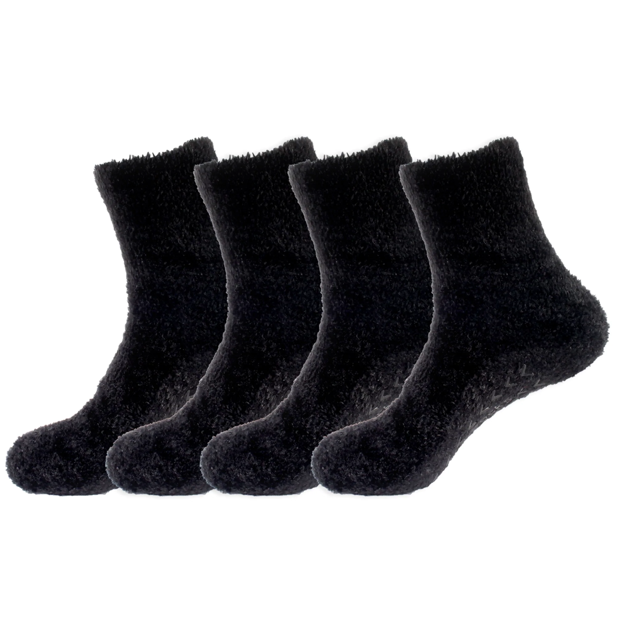 Women's Fuzzy Featherlight Socks with Grips - 4 Pairs - Image 7
