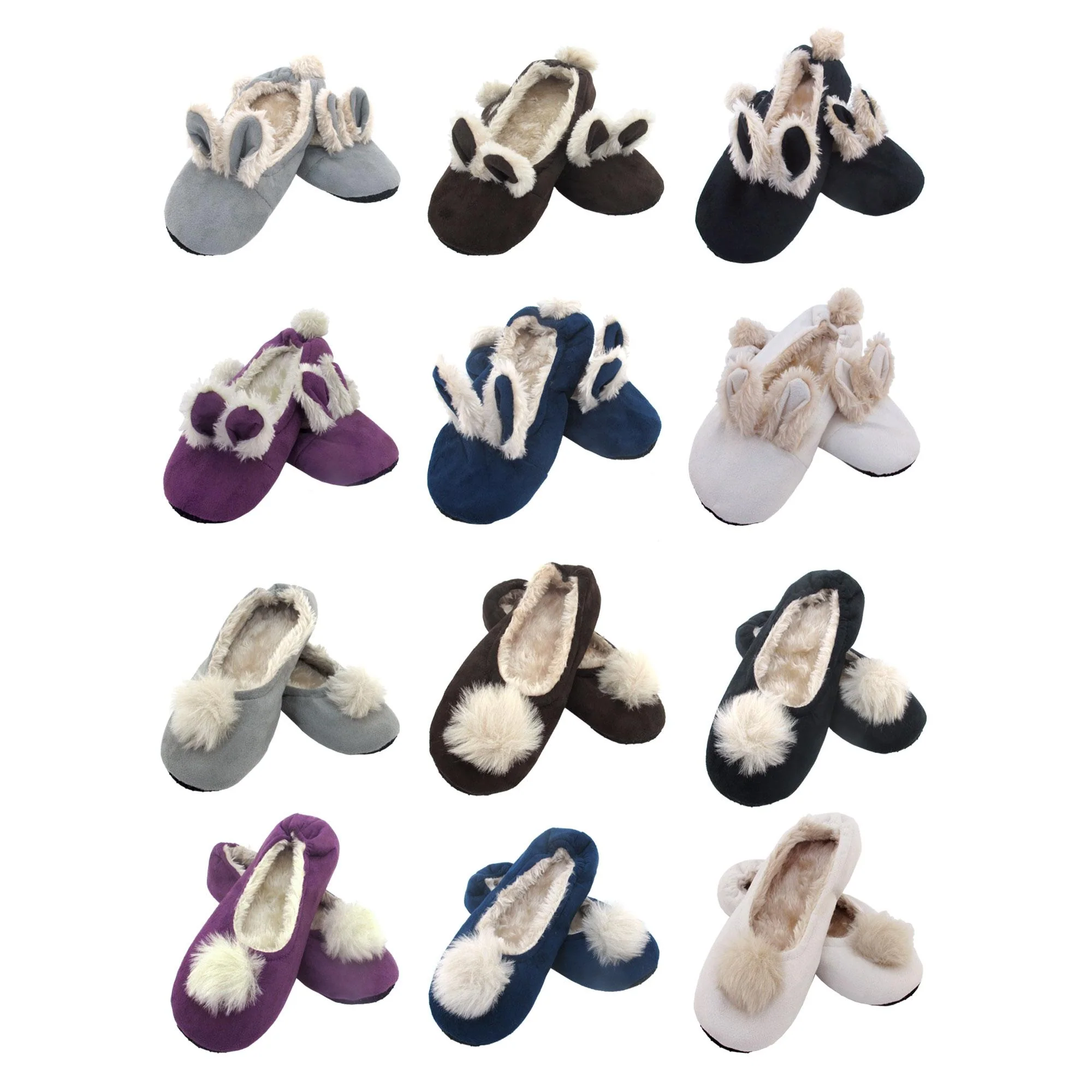 Women's Rabbit Pompom Slippers: Single Pairs
