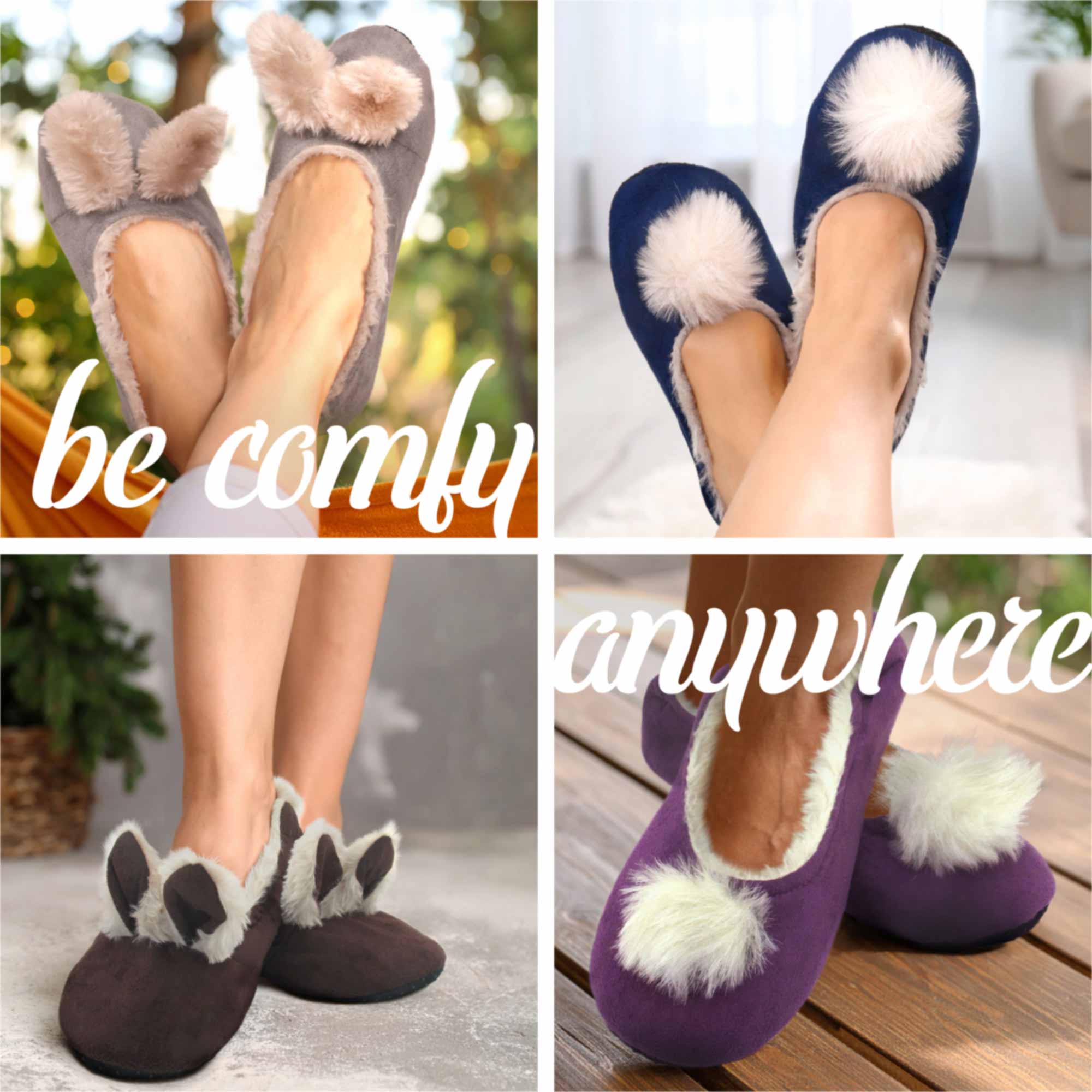Women's Rabbit Pompom Slippers: Single Pairs - Image 2
