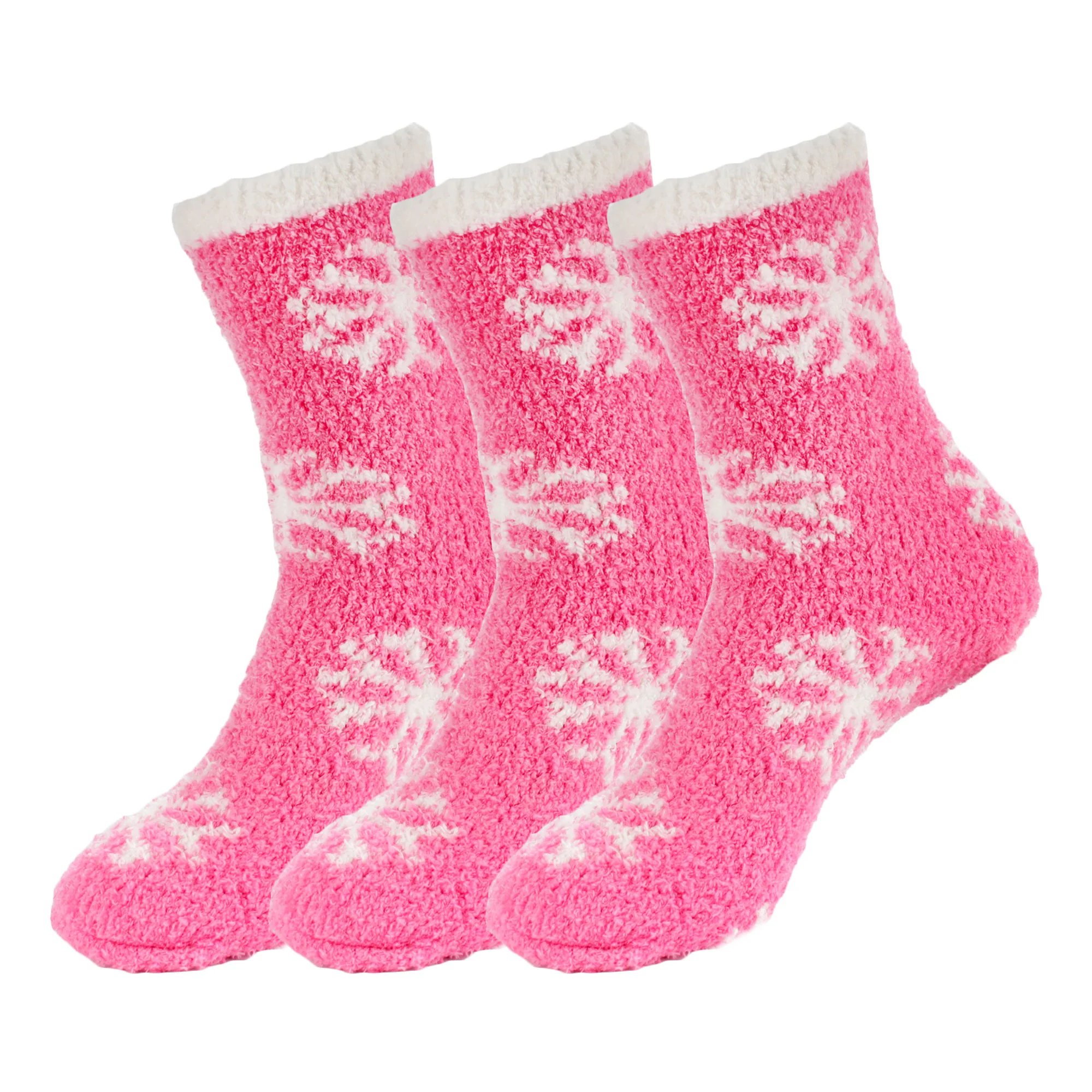 Women's Super Soft Warm Cozy Fuzzy Snowflake Home Socks - 3 Pairs