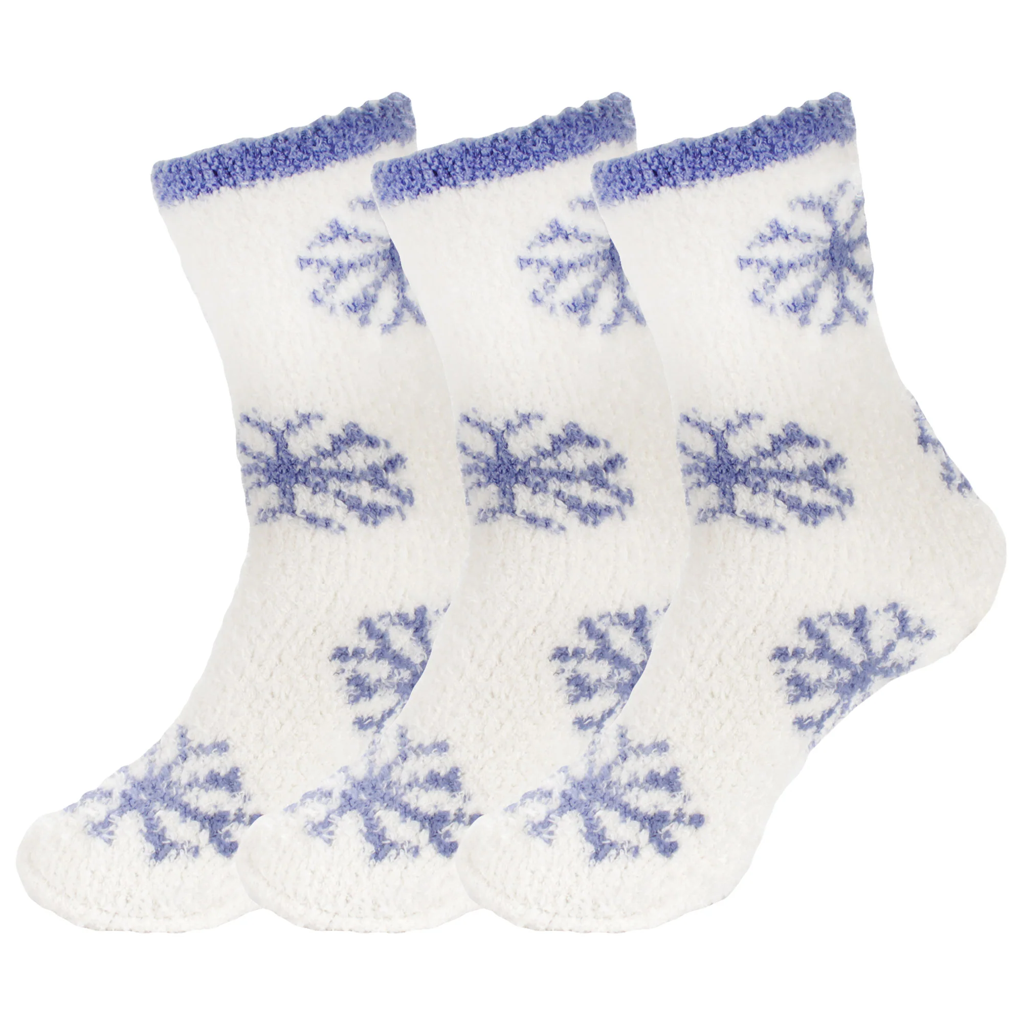 Women's Super Soft Warm Cozy Fuzzy Snowflake Home Socks - 3 Pairs - Image 10