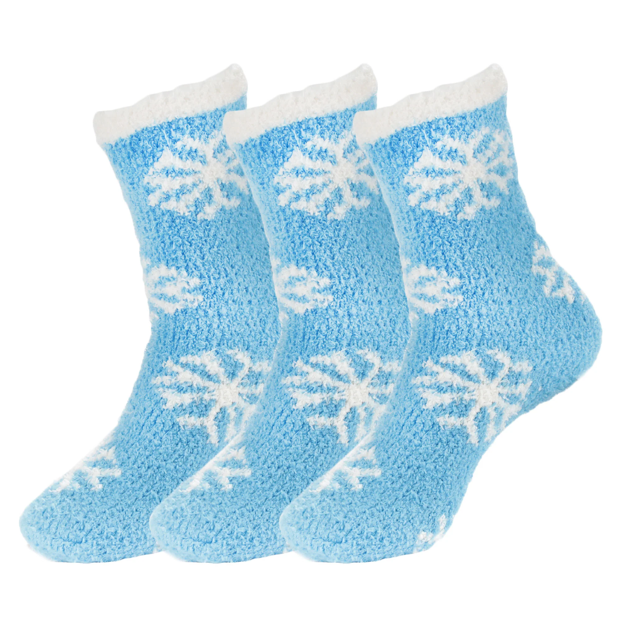 Women's Super Soft Warm Cozy Fuzzy Snowflake Home Socks - 3 Pairs - Image 12