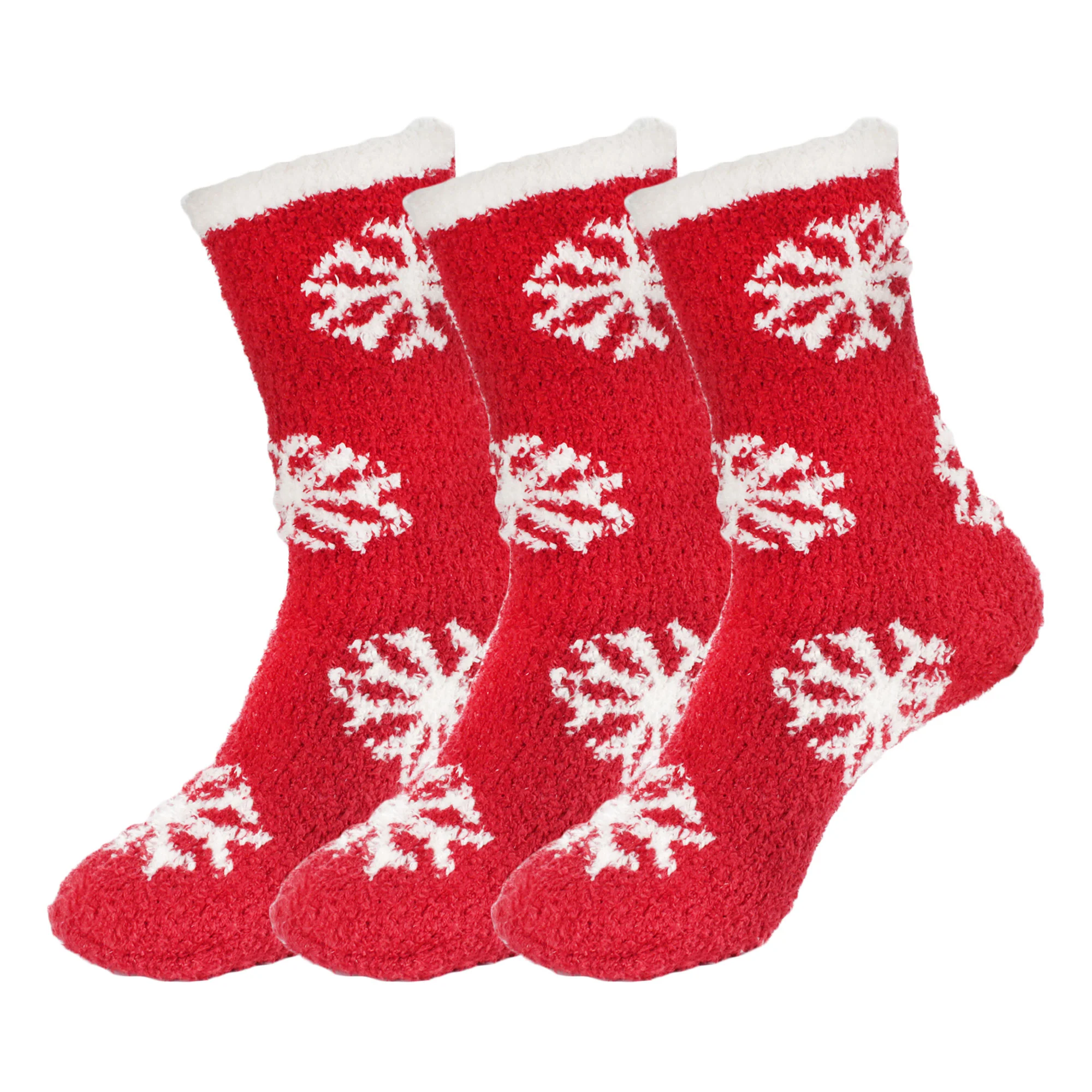 Women's Super Soft Warm Cozy Fuzzy Snowflake Home Socks - 3 Pairs - Image 13