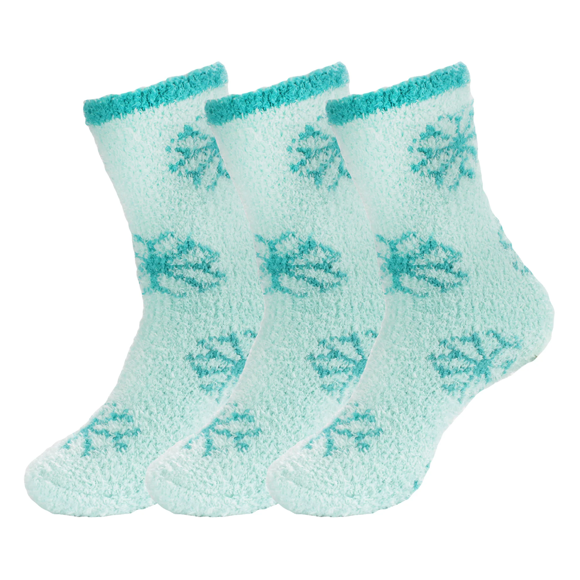 Women's Super Soft Warm Cozy Fuzzy Snowflake Home Socks - 3 Pairs - Image 16