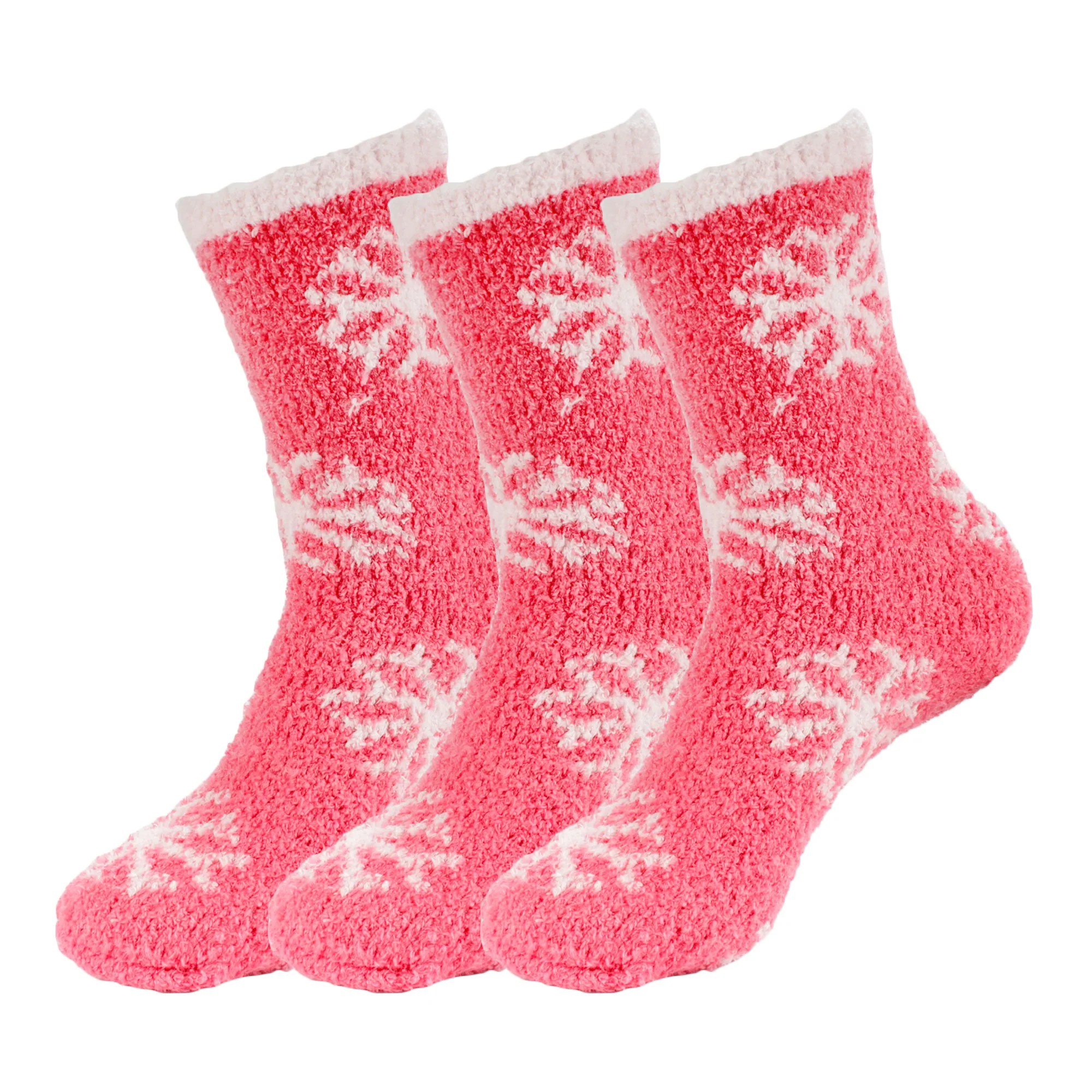 Women's Super Soft Warm Cozy Fuzzy Snowflake Home Socks - 3 Pairs - Image 17