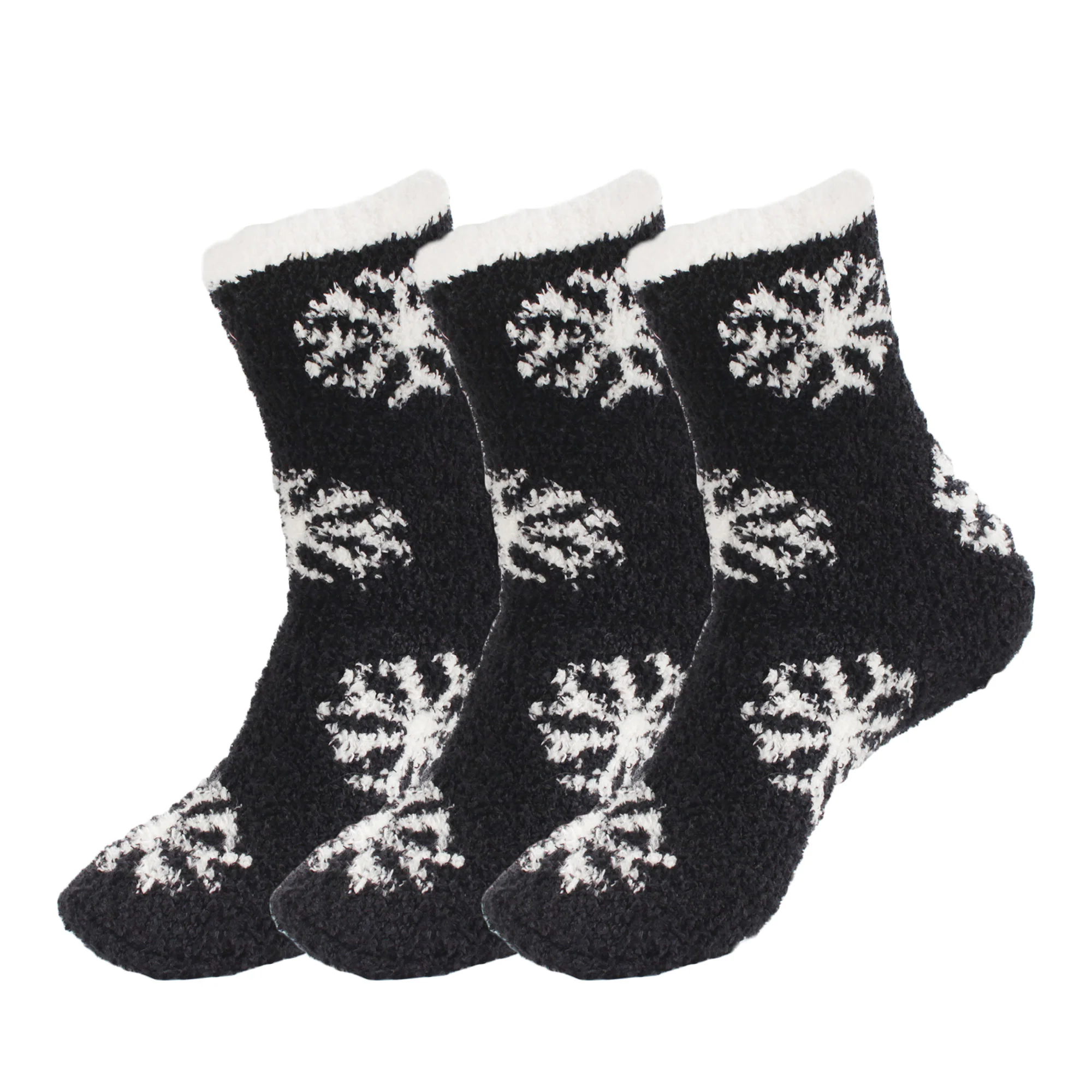 Women's Super Soft Warm Cozy Fuzzy Snowflake Home Socks - 3 Pairs - Image 19