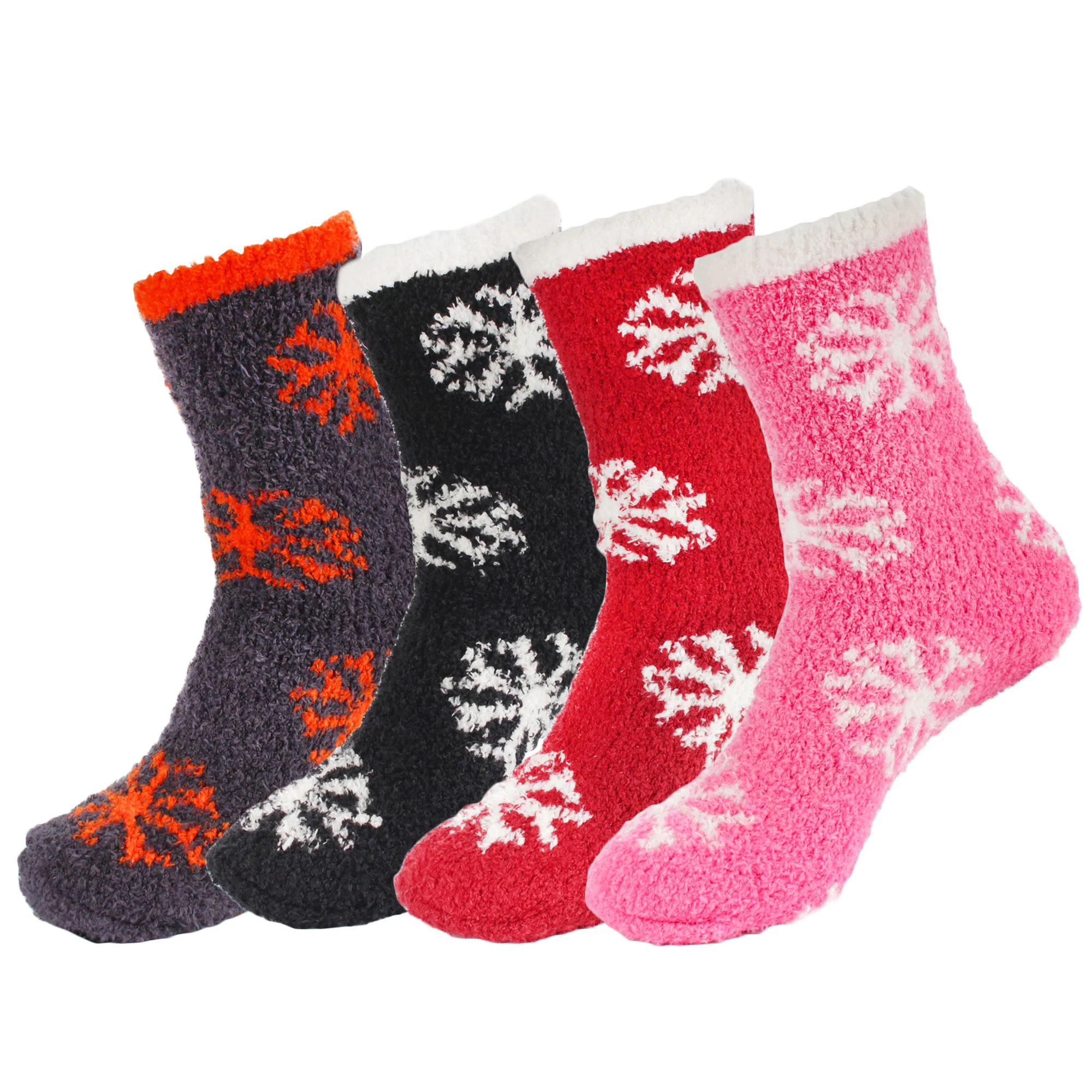 Women's Super Soft Warm Cozy Fuzzy Snowflake Home Socks - 4 Pairs - Image 8