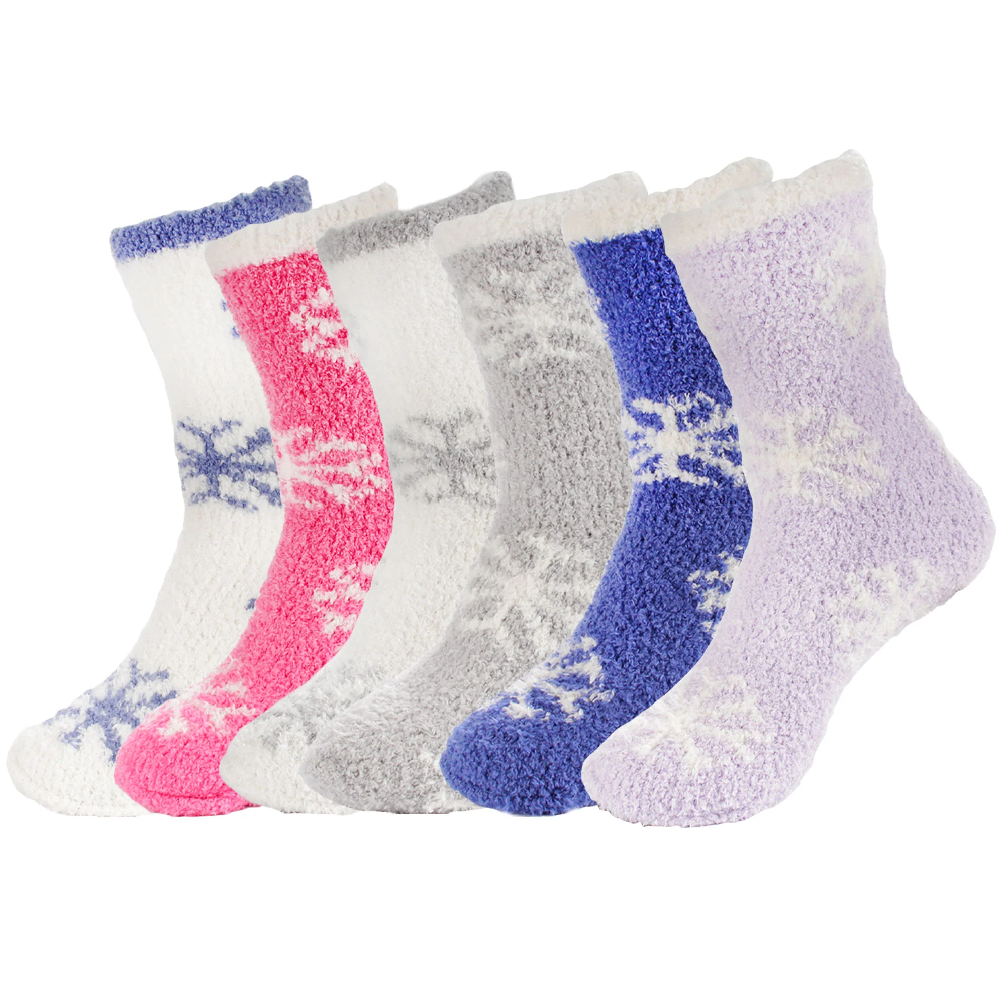 Women's Super Soft Warm Cozy Fuzzy Snowflake Home Socks - 6 Pairs - Image 6