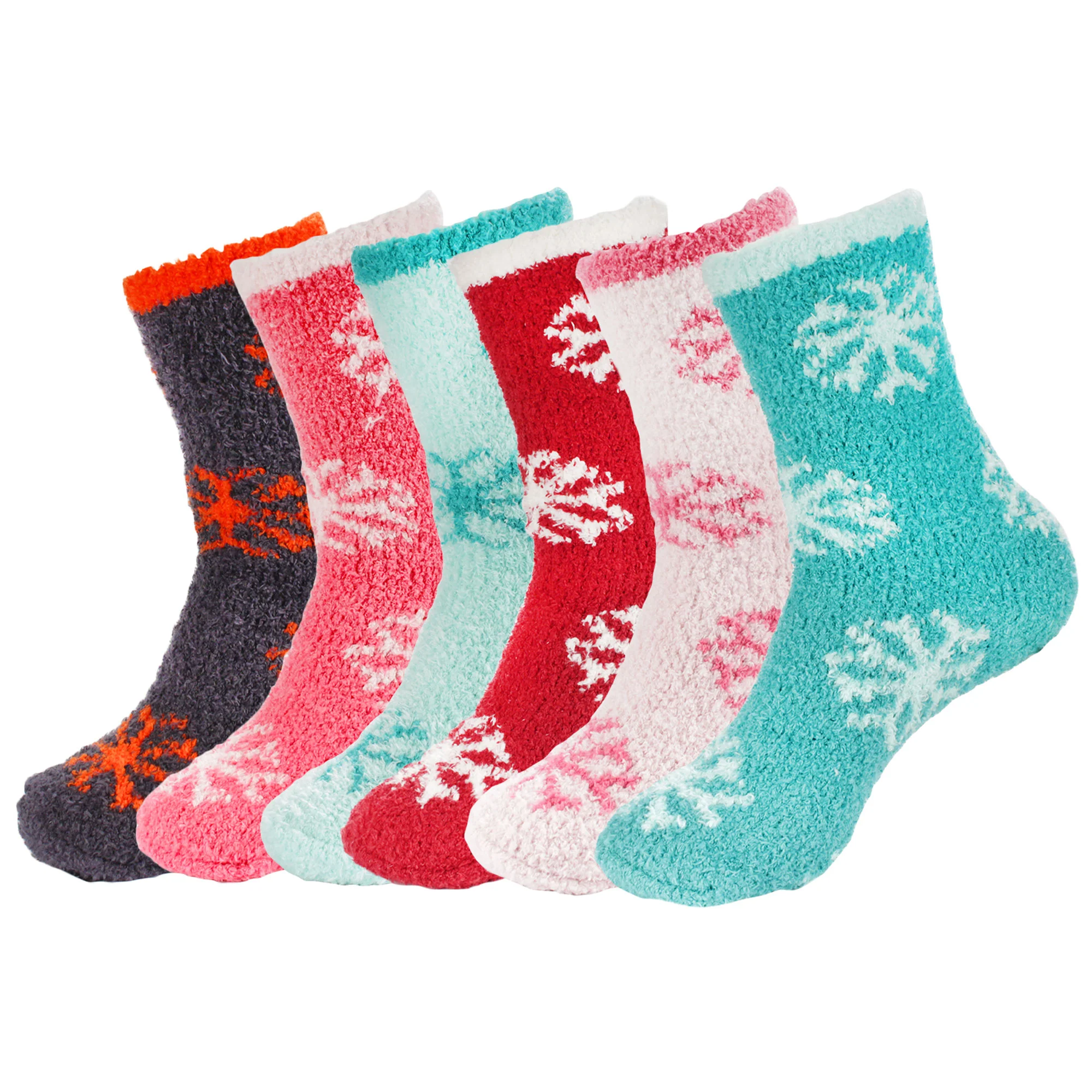 Women's Super Soft Warm Cozy Fuzzy Snowflake Home Socks - 6 Pairs - Image 7