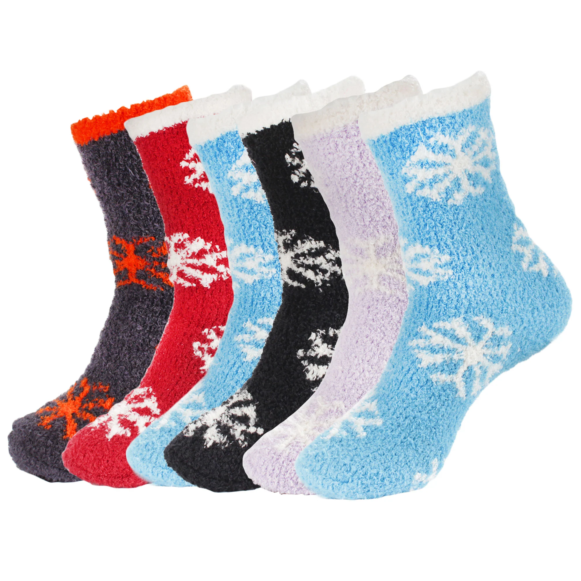 Women's Super Soft Warm Cozy Fuzzy Snowflake Home Socks - 6 Pairs - Image 8
