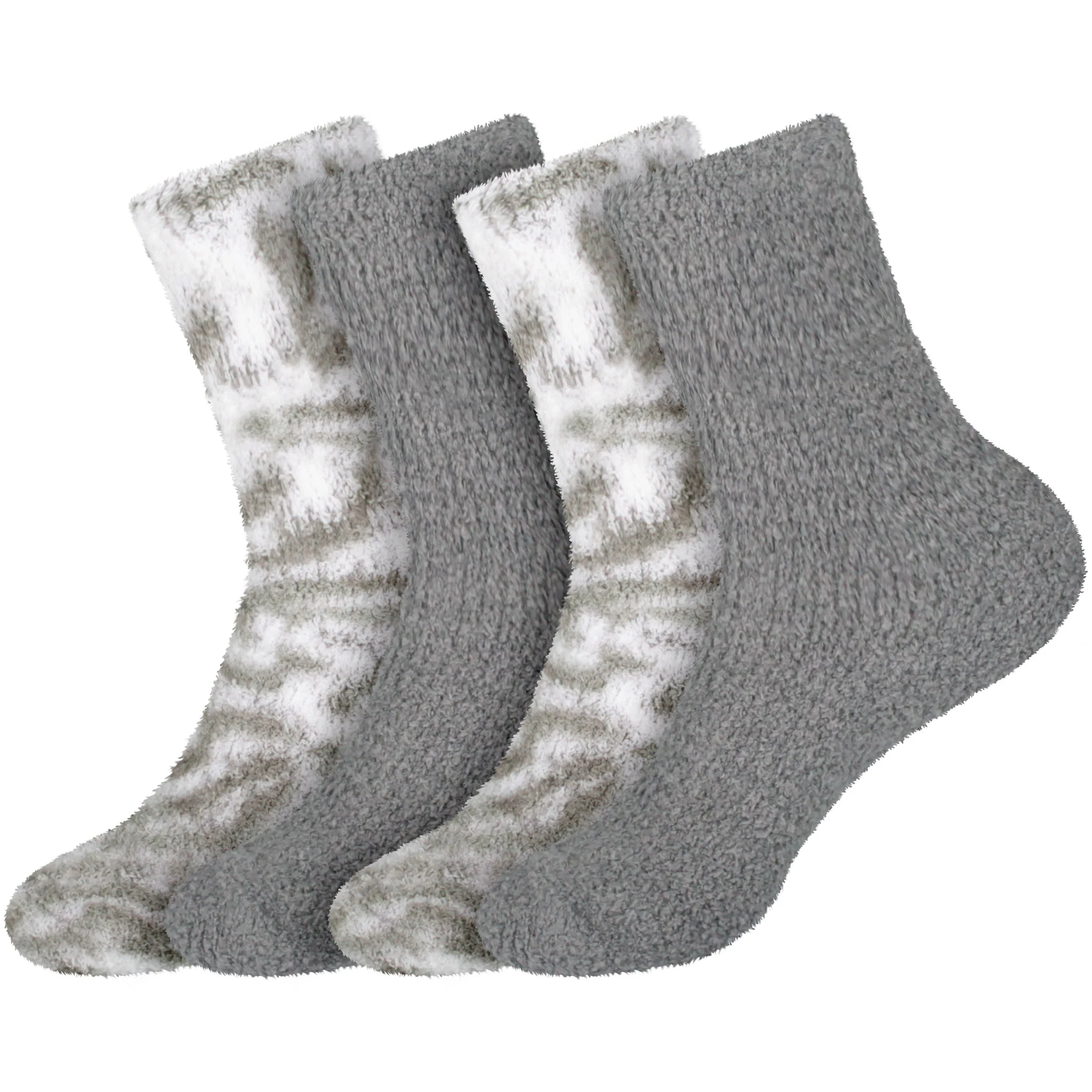 Women's Girl Fuzzy Warm Fluffy Tie-Dye Colorful Fun Crew Socks - 4 Pairs