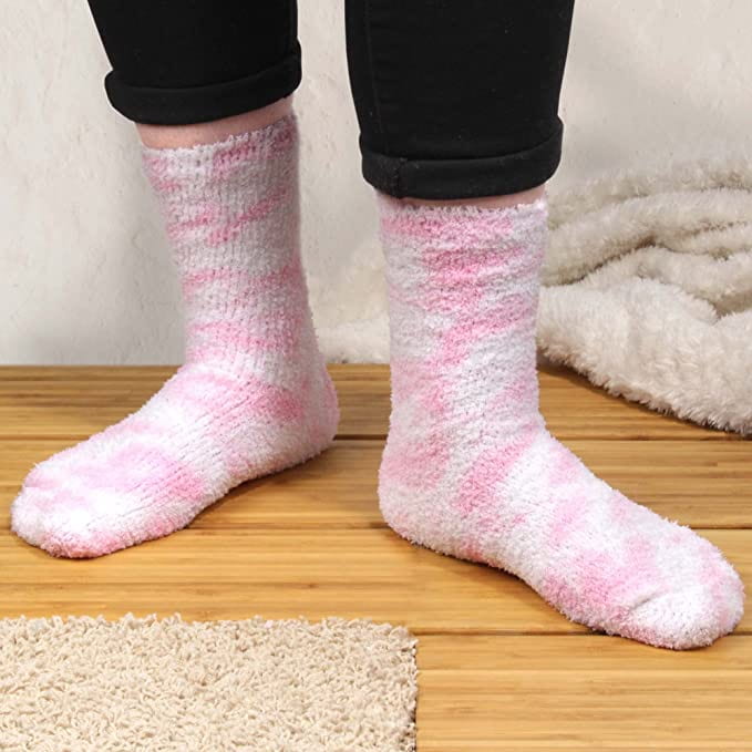 Women's Girl Fuzzy Warm Fluffy Tie-Dye Colorful Fun Crew Socks - 4 Pairs - Image 11